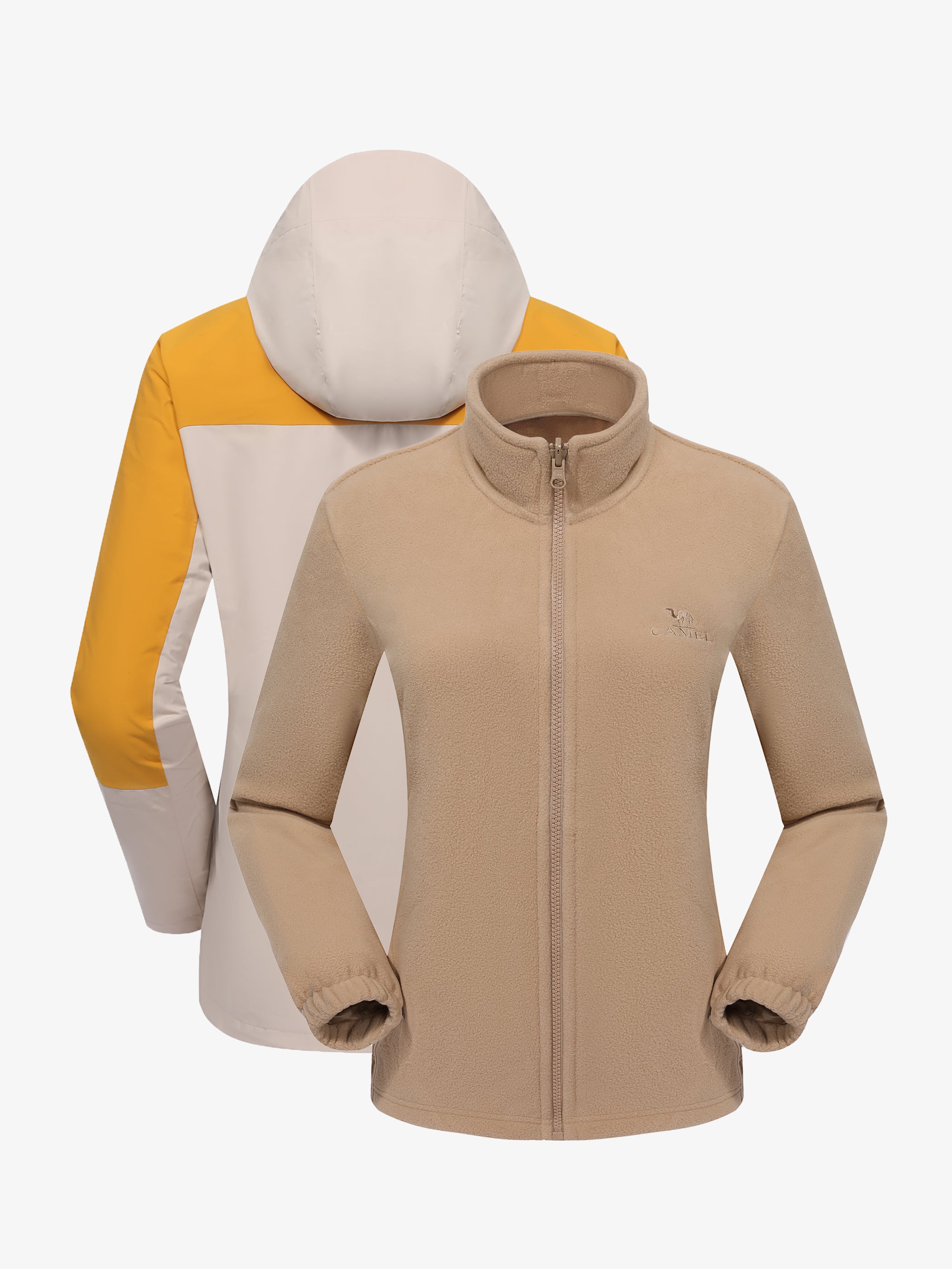 Yellow liner of Camel Women’s Arctic Sentinel Paneled 3-in-1 Jacket, windproof breathable insulated for hiking and daily wear