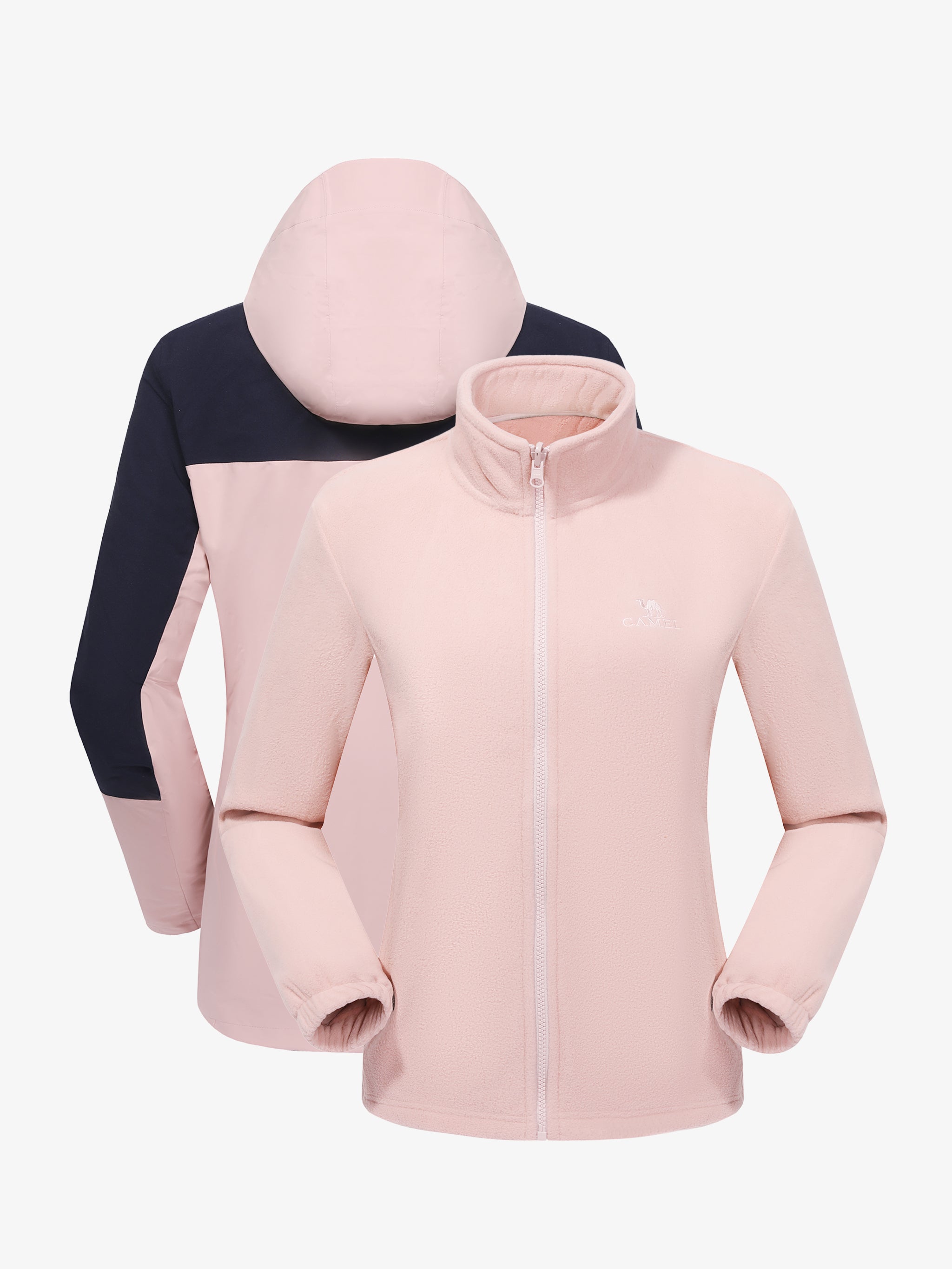 Pink liner of Camel Women’s Arctic Sentinel Paneled 3-in-1 Jacket, windproof breathable insulated for hiking and daily wear