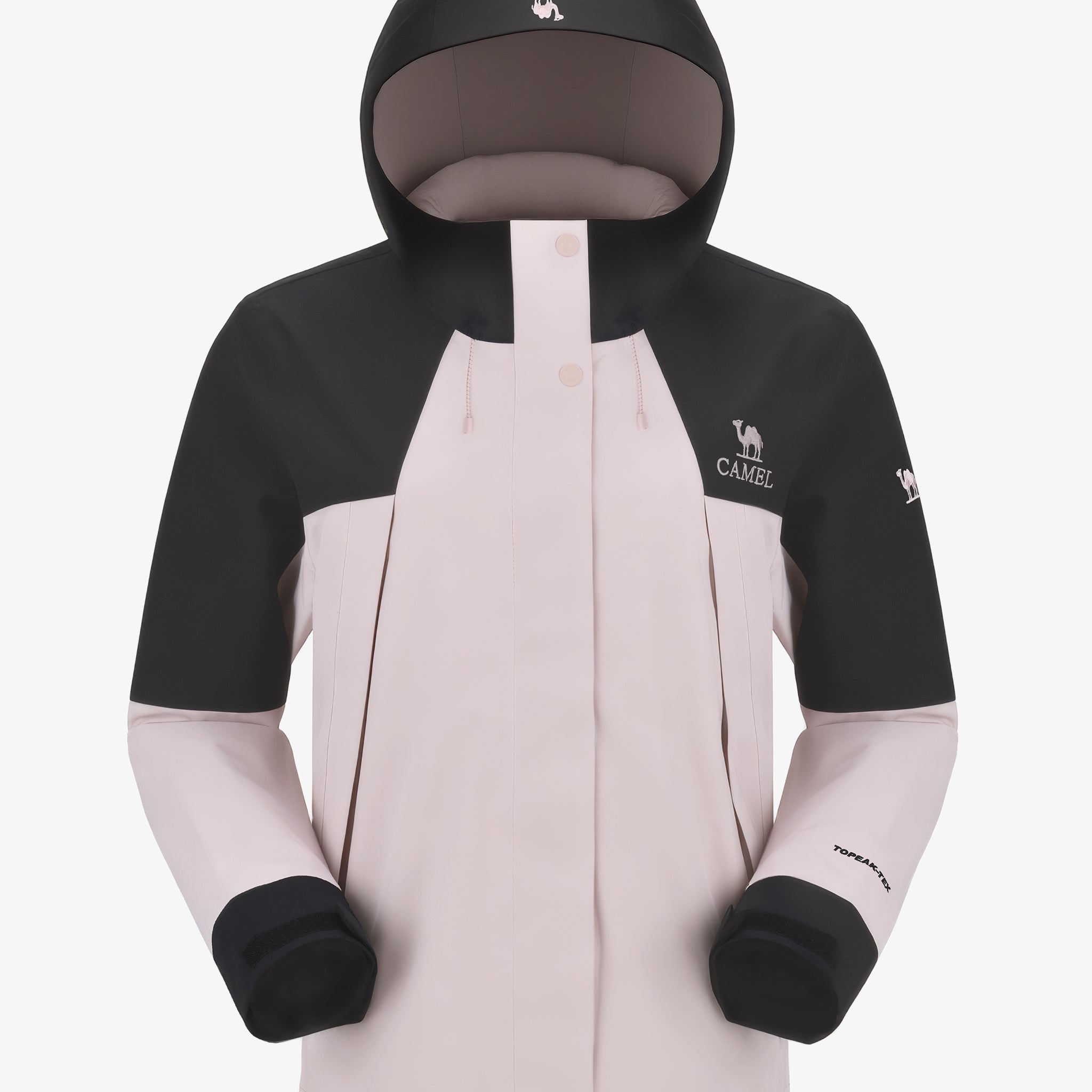 Camel Women’s Interstellar Traverse TOPEAK-TEX® Shell Jacket in color pink black, designed for trail urban use, adjustable