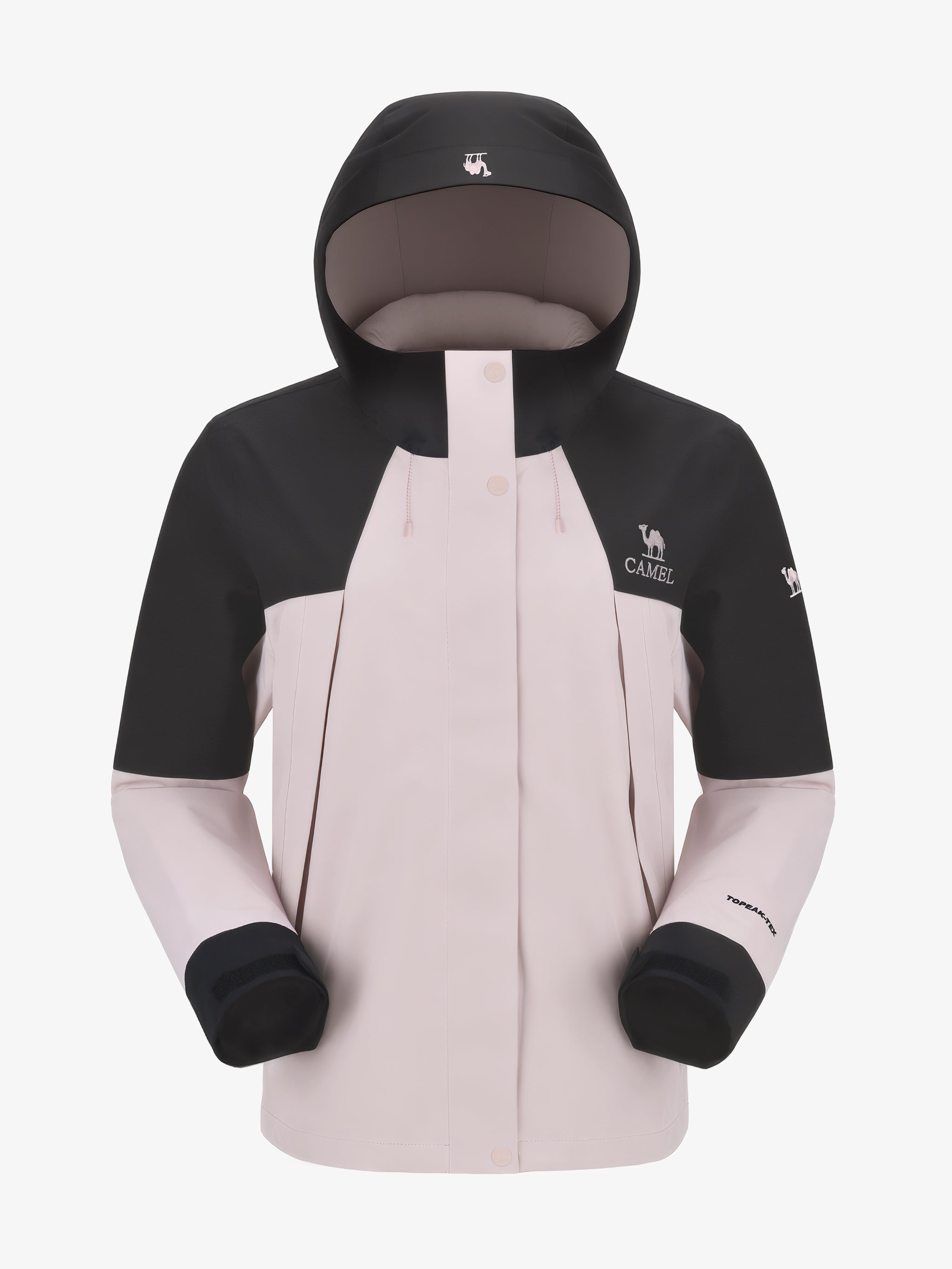 Camel Women’s Interstellar Traverse TOPEAK-TEX® Shell Jacket in color pink black, designed for trail urban use, adjustable