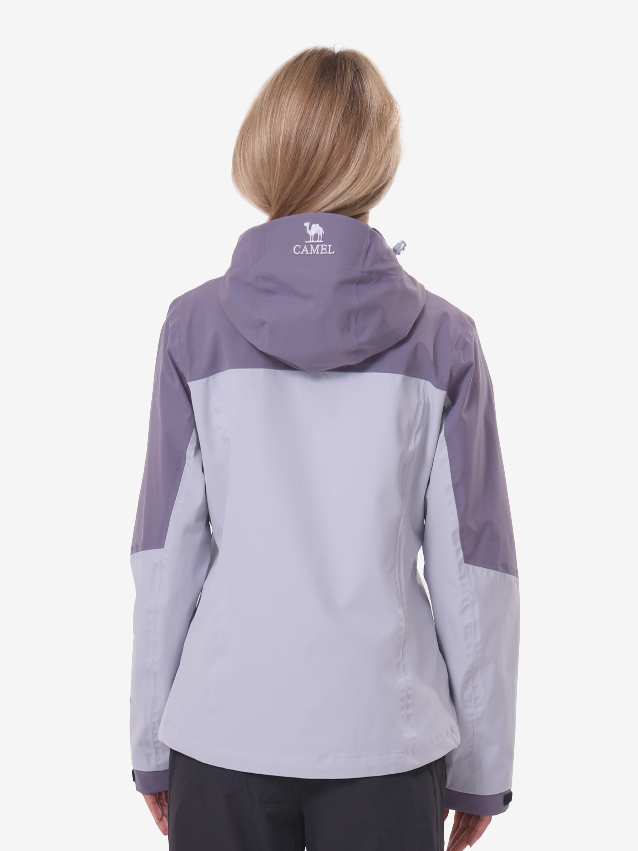 Back view of Camel Women’s Interstellar Traverse TOPEAK-TEX® Shell Jacket, breathable 3-layer waterproof outdoor protection