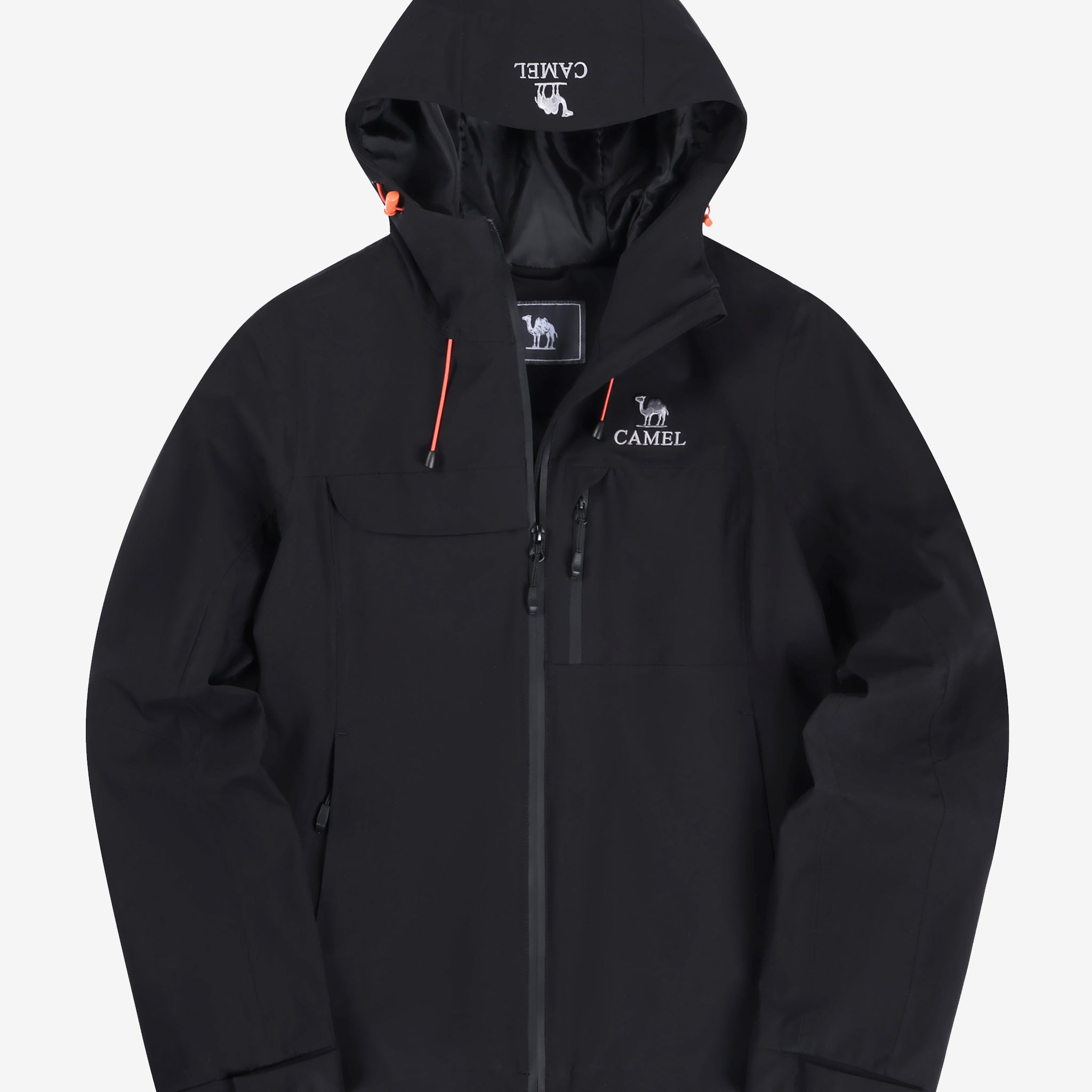 Camel Women’s Interstellar Traverse TOPEAK-TEX® Shell Jacket in black color, breathable 3-layer waterproof fabric design