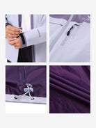 Details of Camel Women’s Interstellar Traverse TOPEAK-TEX® Shell Jacket, hidden vents, taped seams, and portable design