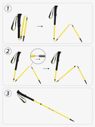 Folding and setup instructions for the Active Yellow CAMEL 3K carbon fiber trekking pole