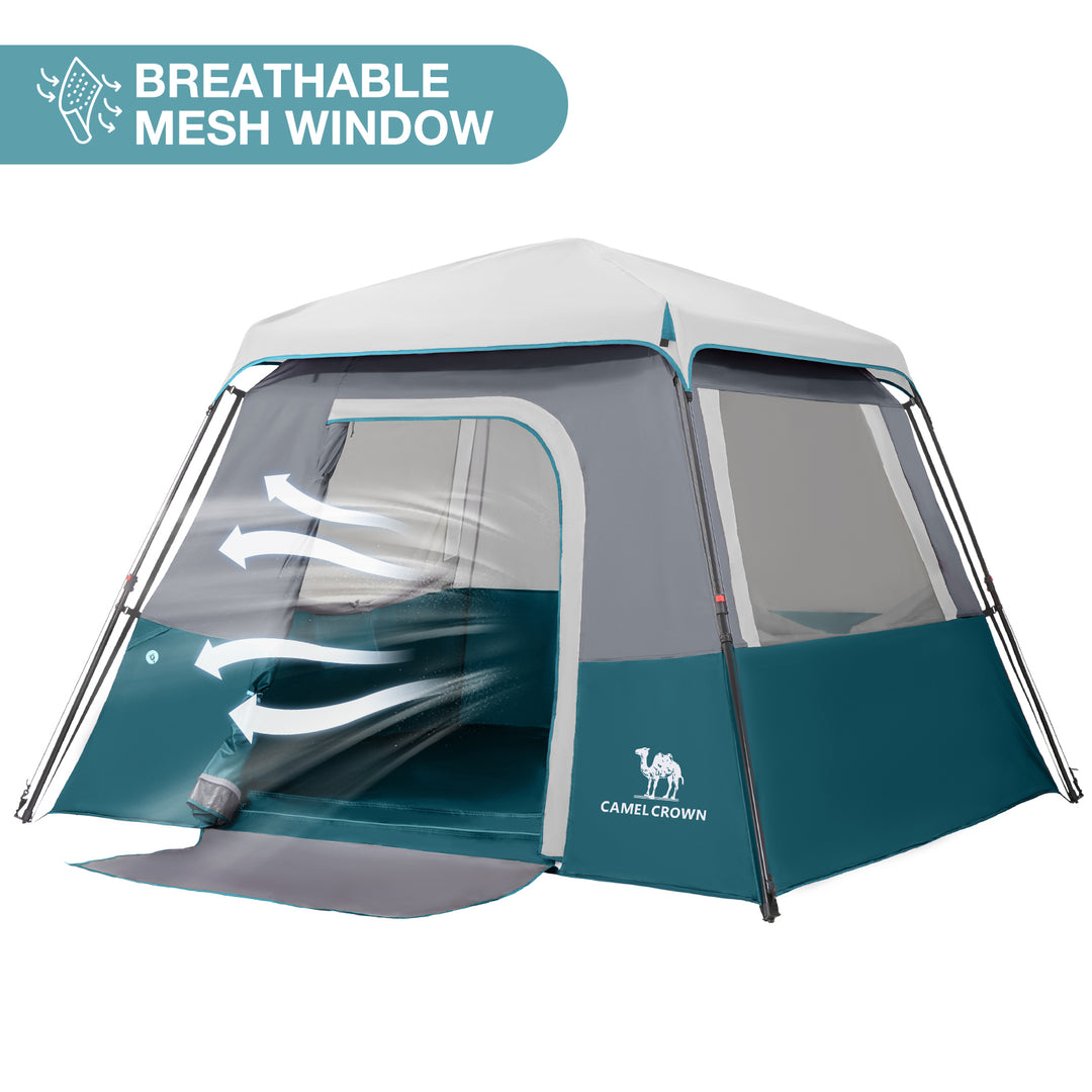 CAMEL CROWN Cabin Tent with 1-Minute Setup, 4/6 Person Instant Tent with Weatherproof Floor