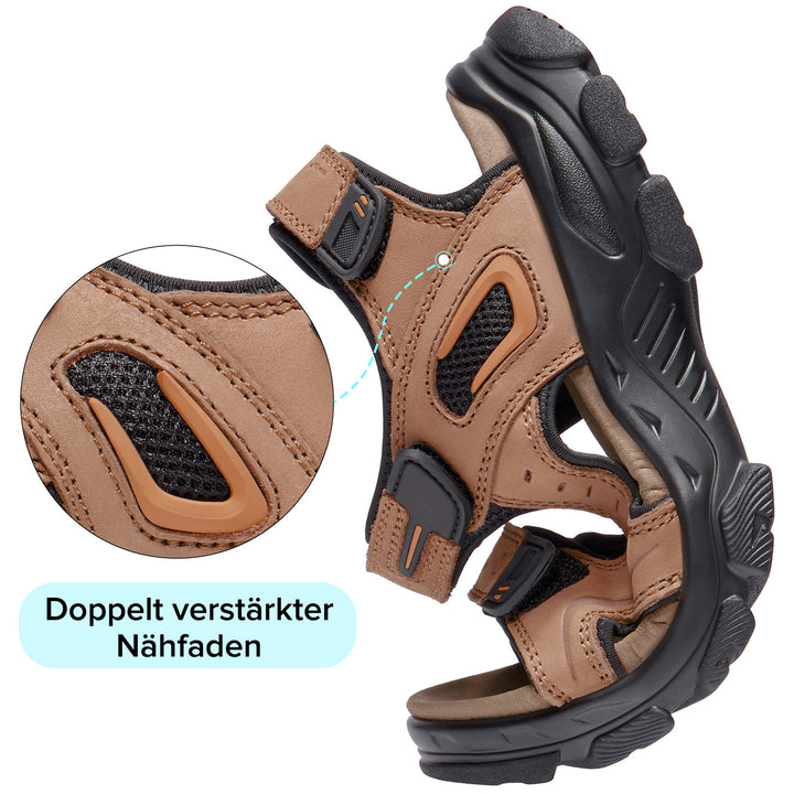 Men's leather sandals, men's sports sandals, summer, open toe area, nylon buckle, hiking, outdoor, beach