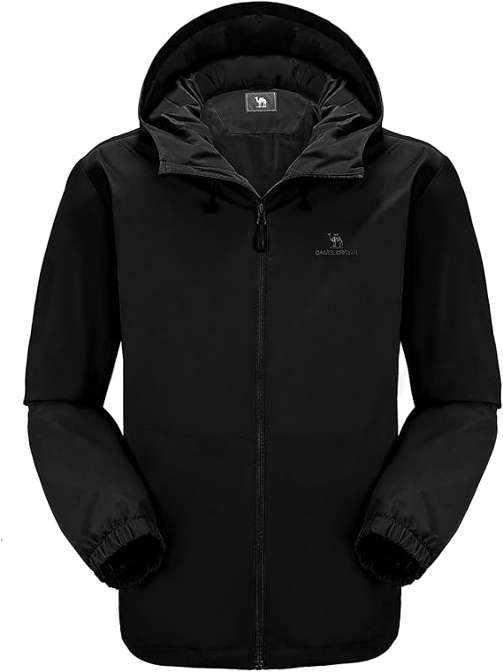 CAMELSPORTS Men Waterproof Softshell Jacket Windbreaker Hooded lightweight Rain Coat for Outdoor Hiking