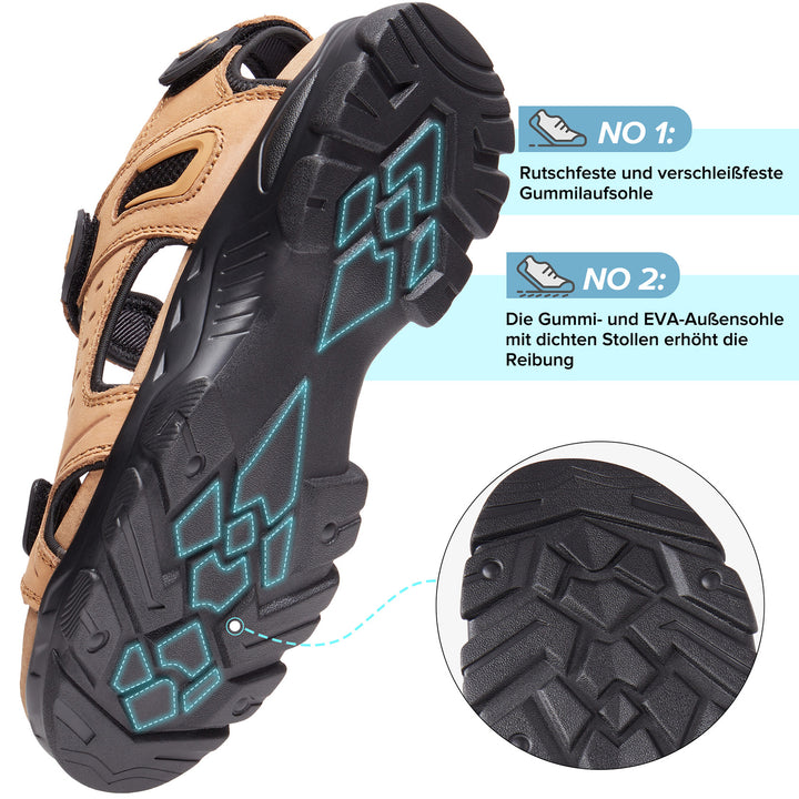 Men's leather sandals, men's sports sandals, summer, open toe area, nylon buckle, hiking, outdoor, beach