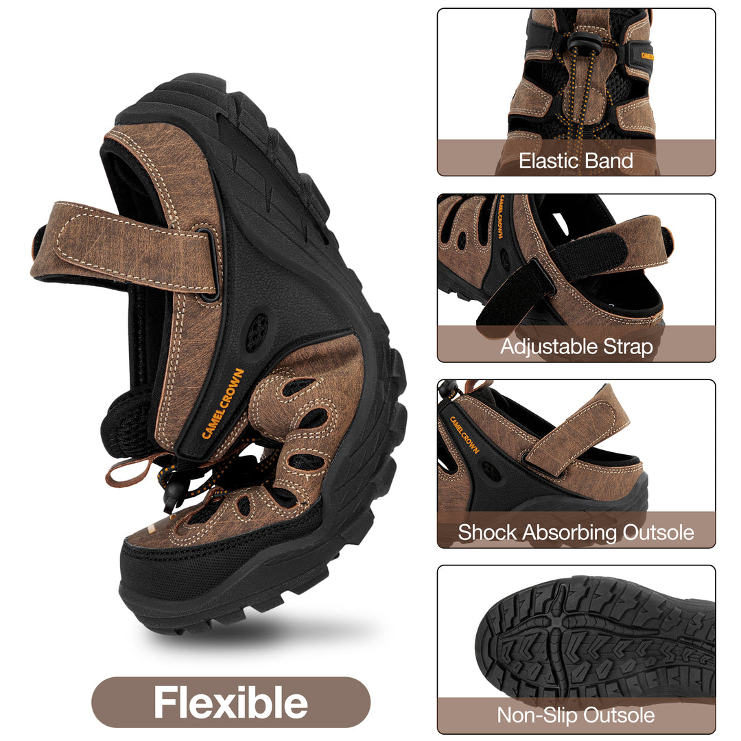 CAMELSPORTS Men's Hiking Sandals Outdoor Sport Closed Toe Walking Sandal Waterproof Non-Slip Summer Fisherman Beach Water Shoes