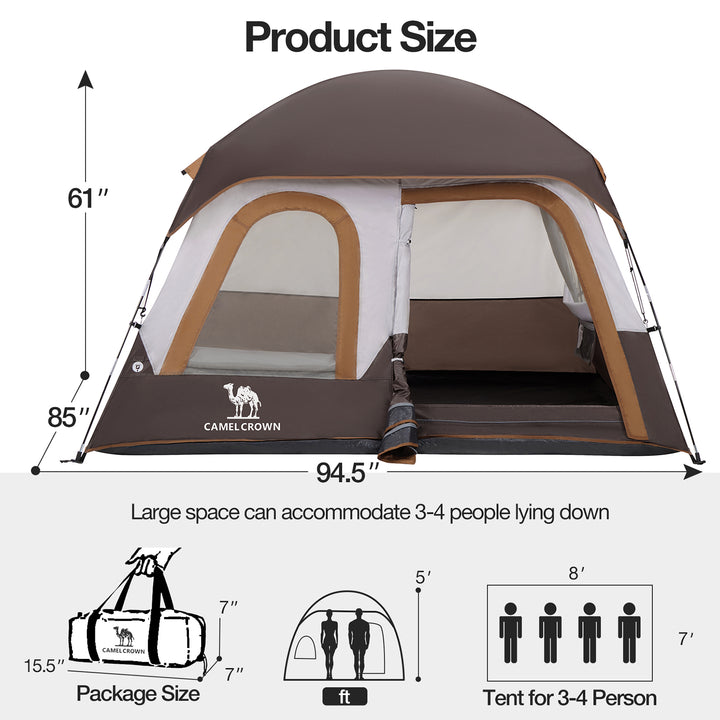CAMEL CROWN 4/6 Person Tent Waterproof Lightweight Portable Backpacking Tent for Outdoor Camping Hiking