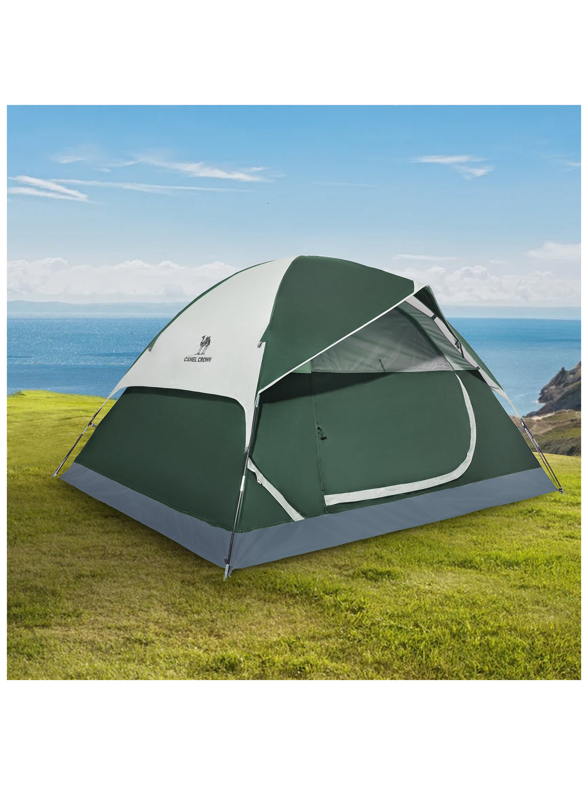CAMEL CROWN 4-person dome camping tent, army green, view 16