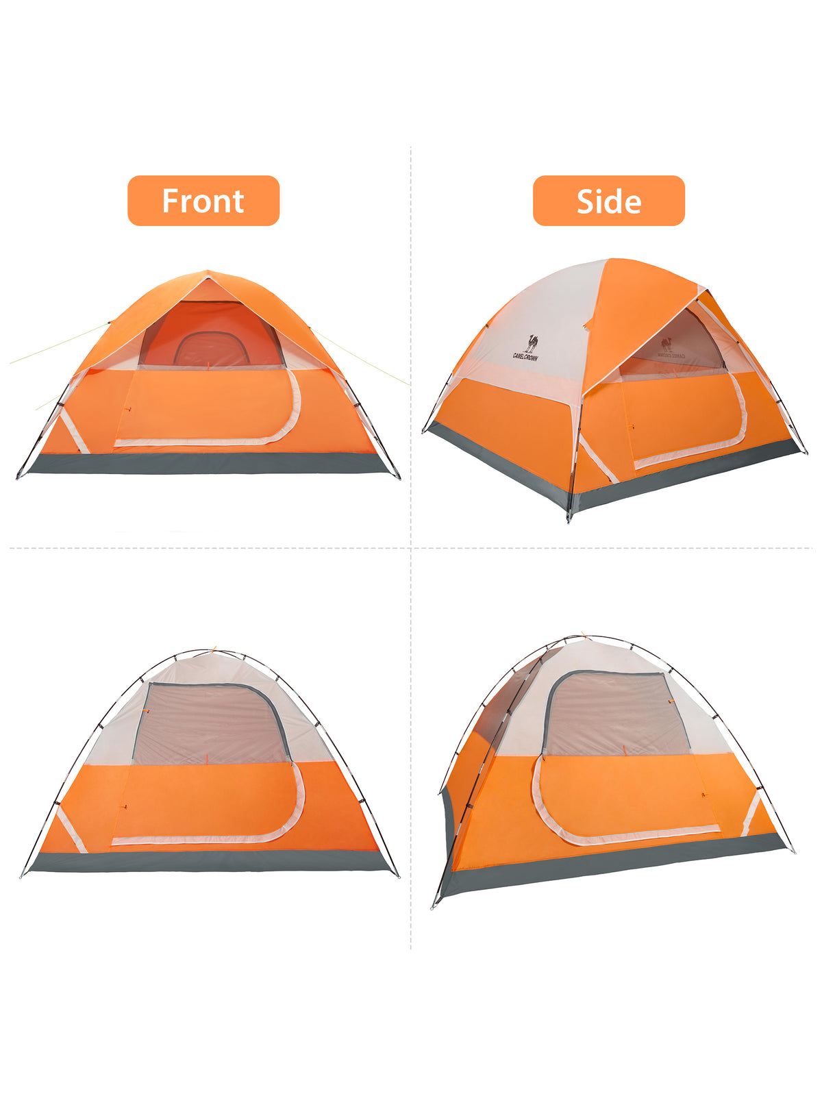 CAMEL CROWN 4-person dome camping tent, orange, view 4