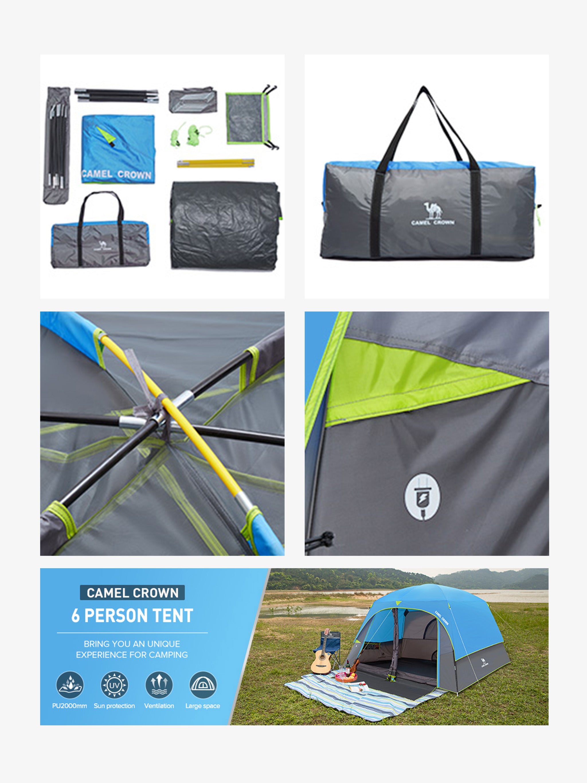 CAMEL 6-Person Manual Setup Tent - 833BANA542 -4
