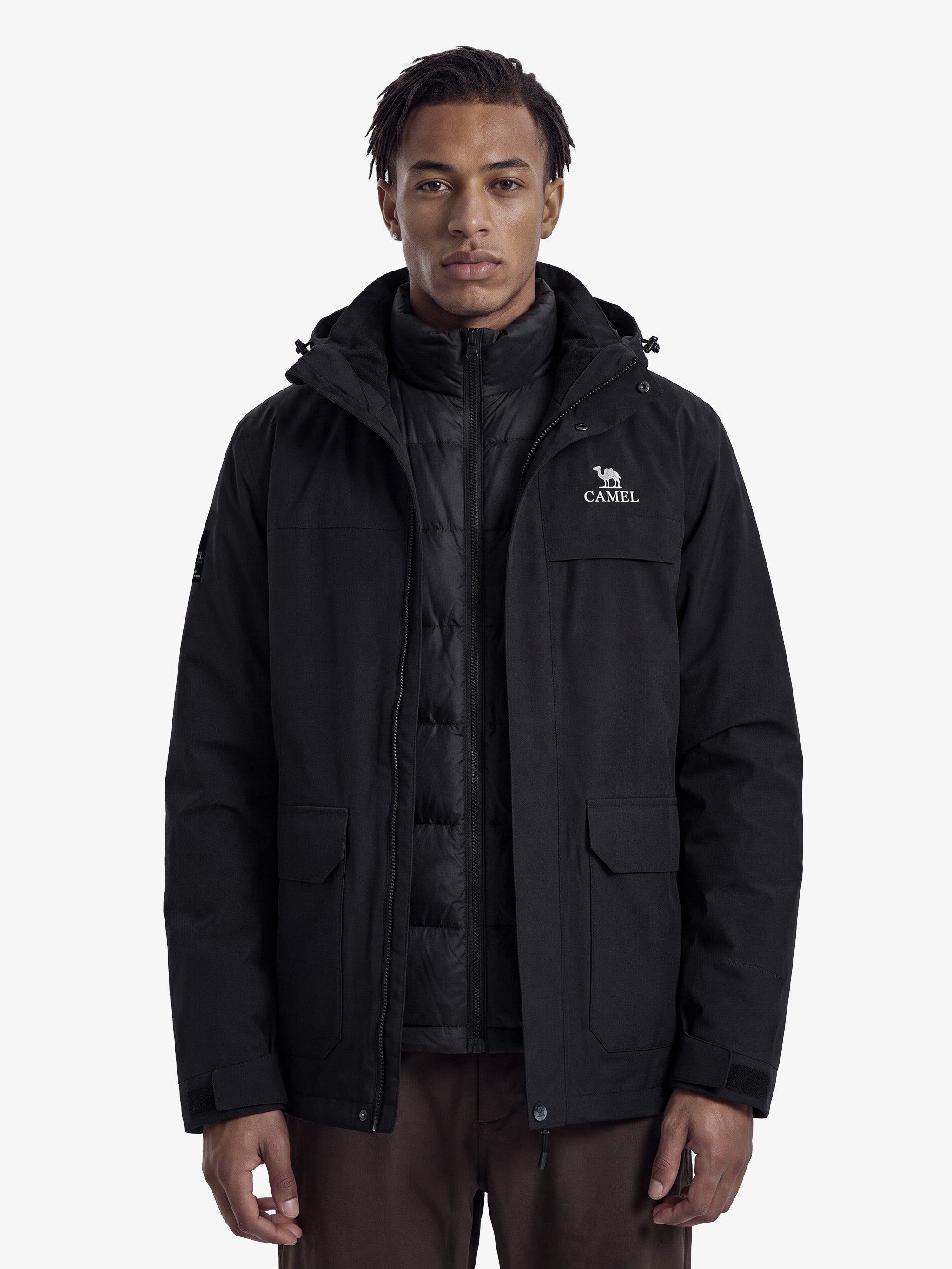 CAMEL Men's 3-in-1 Shell Jacket with Down Liner - A16CA6B027Y-hei5