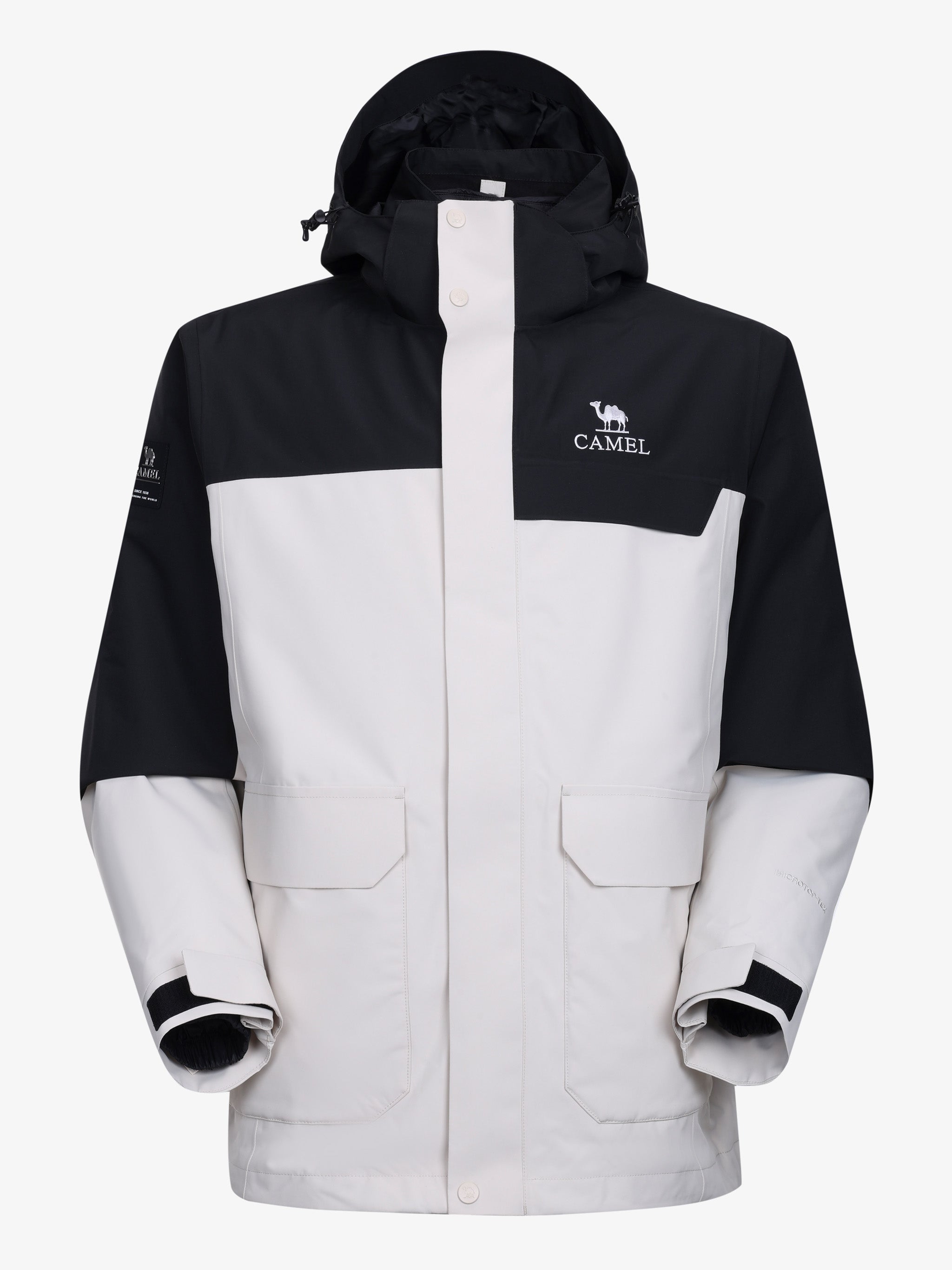 CAMEL Men's 3-in-1 Shell Jacket with Down Liner - A16CA6B027Y-hui+hei-1