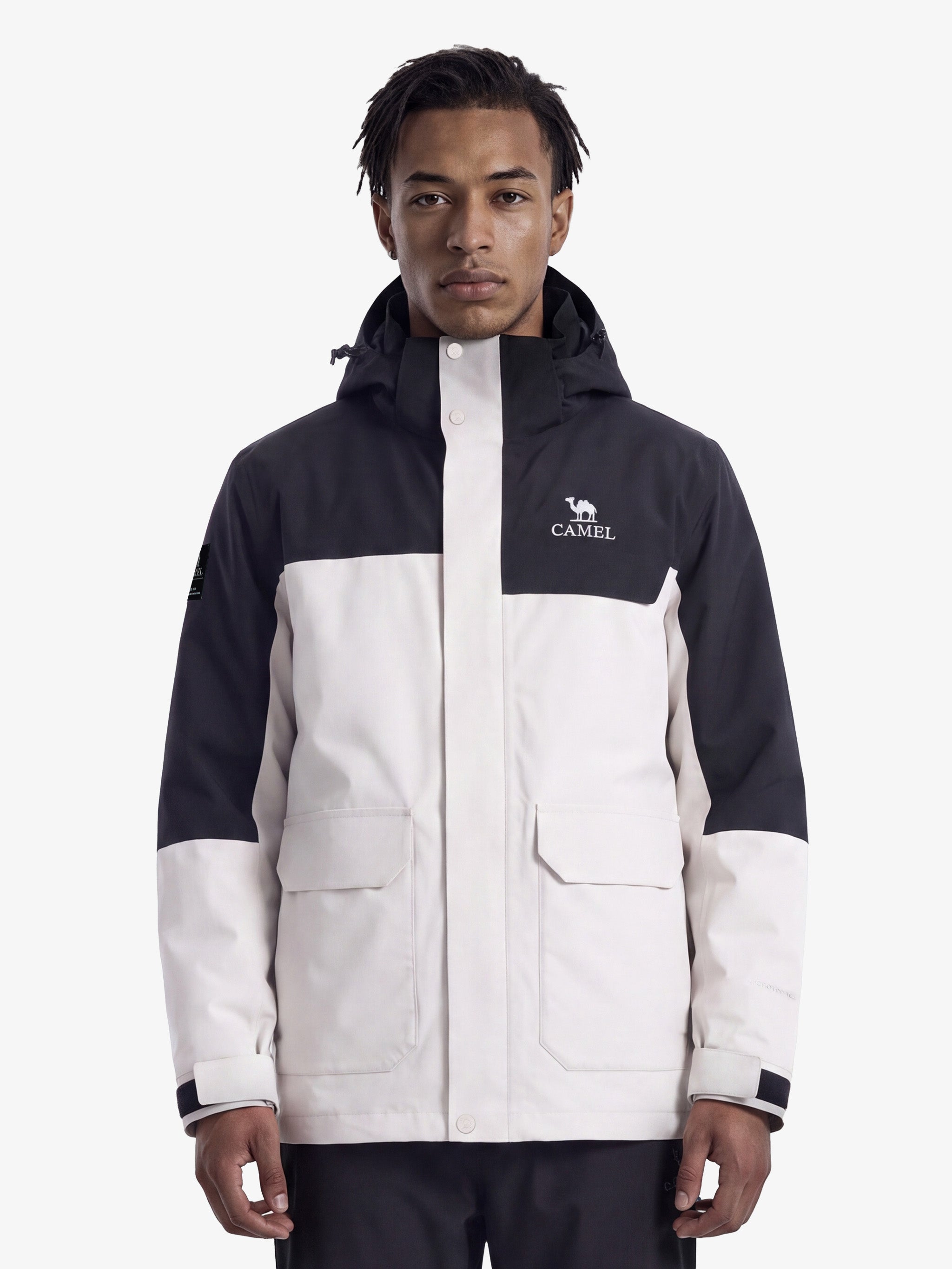 CAMEL Men's 3-in-1 Shell Jacket with Down Liner - A16CA6B027Y-hui+hei-5