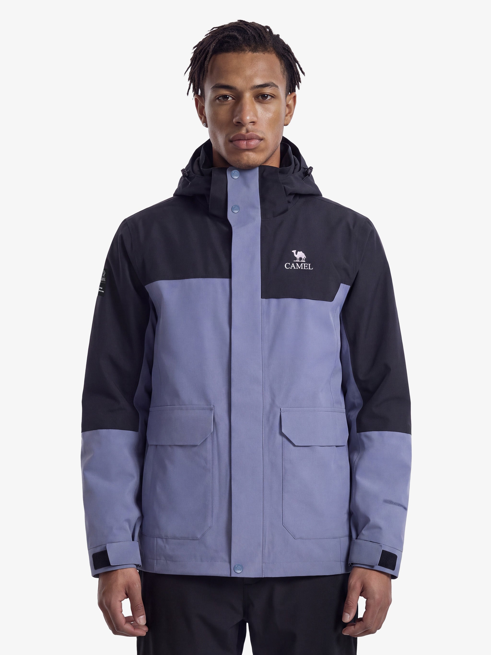 CAMEL Men's 3-in-1 Shell Jacket with Down Liner - A16CA6B027Y-lan+hei-5