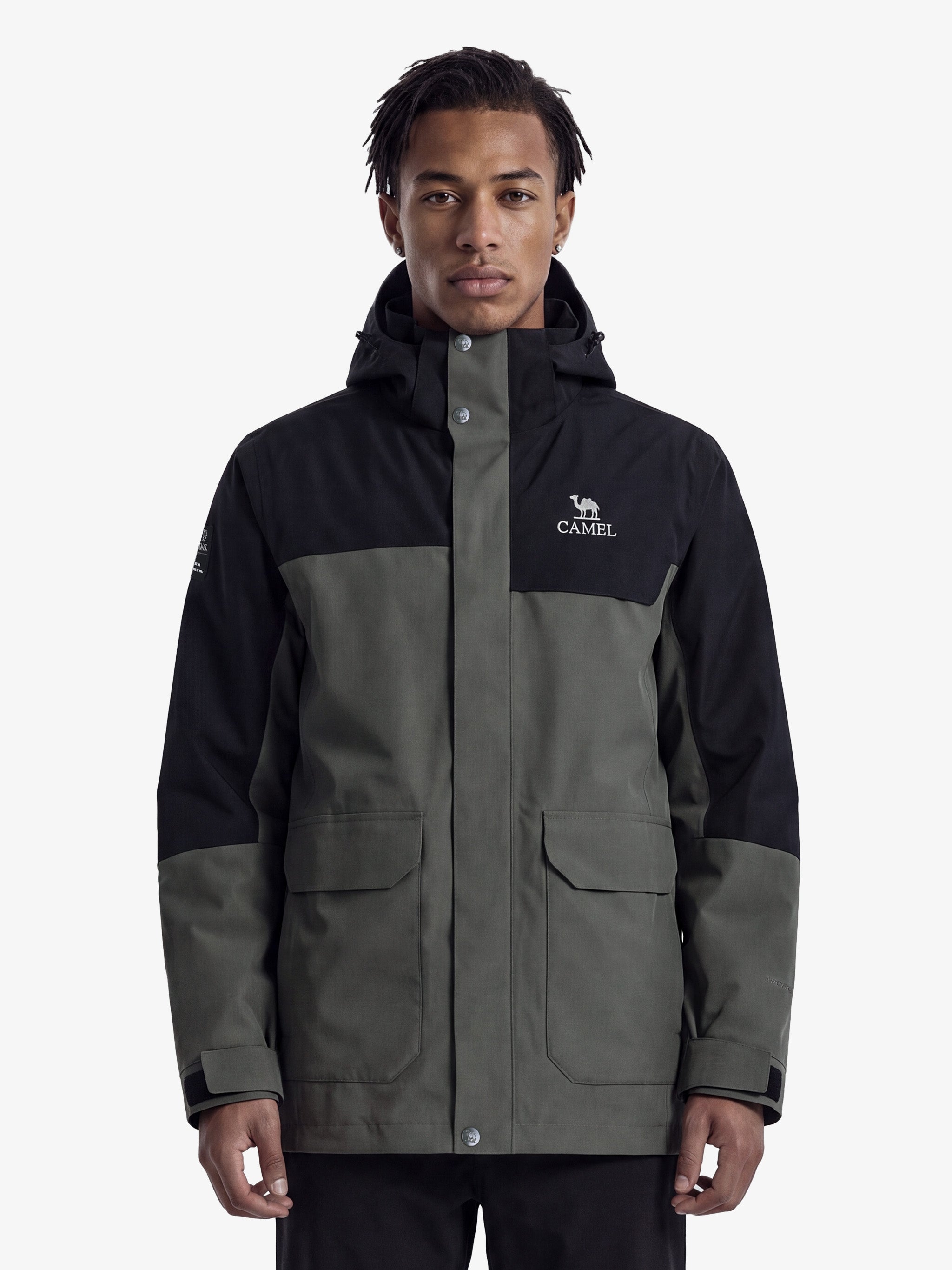 CAMEL Men's 3-in-1 Shell Jacket with Down Liner - A16CA6B027Y-lv+hei-5