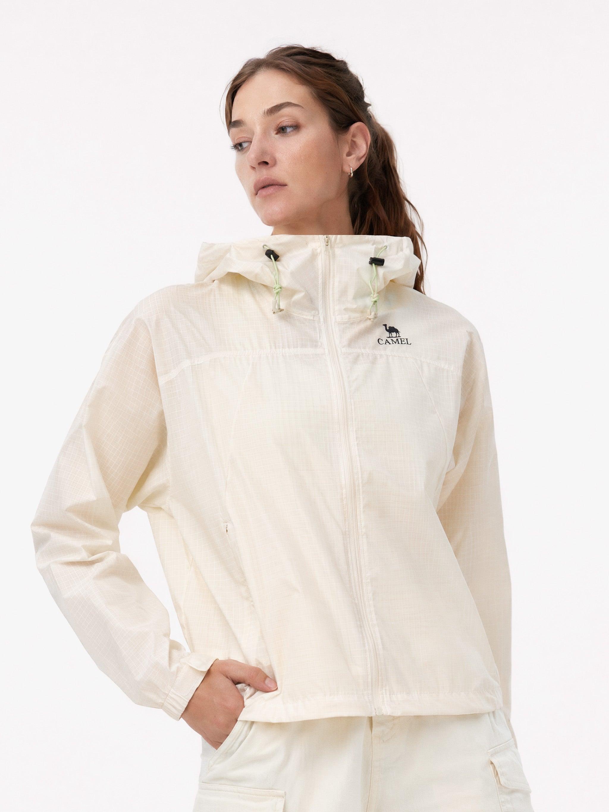 CAMEL Women's Lightweight Hooded Sun Jacket - A26BATR170-withe4