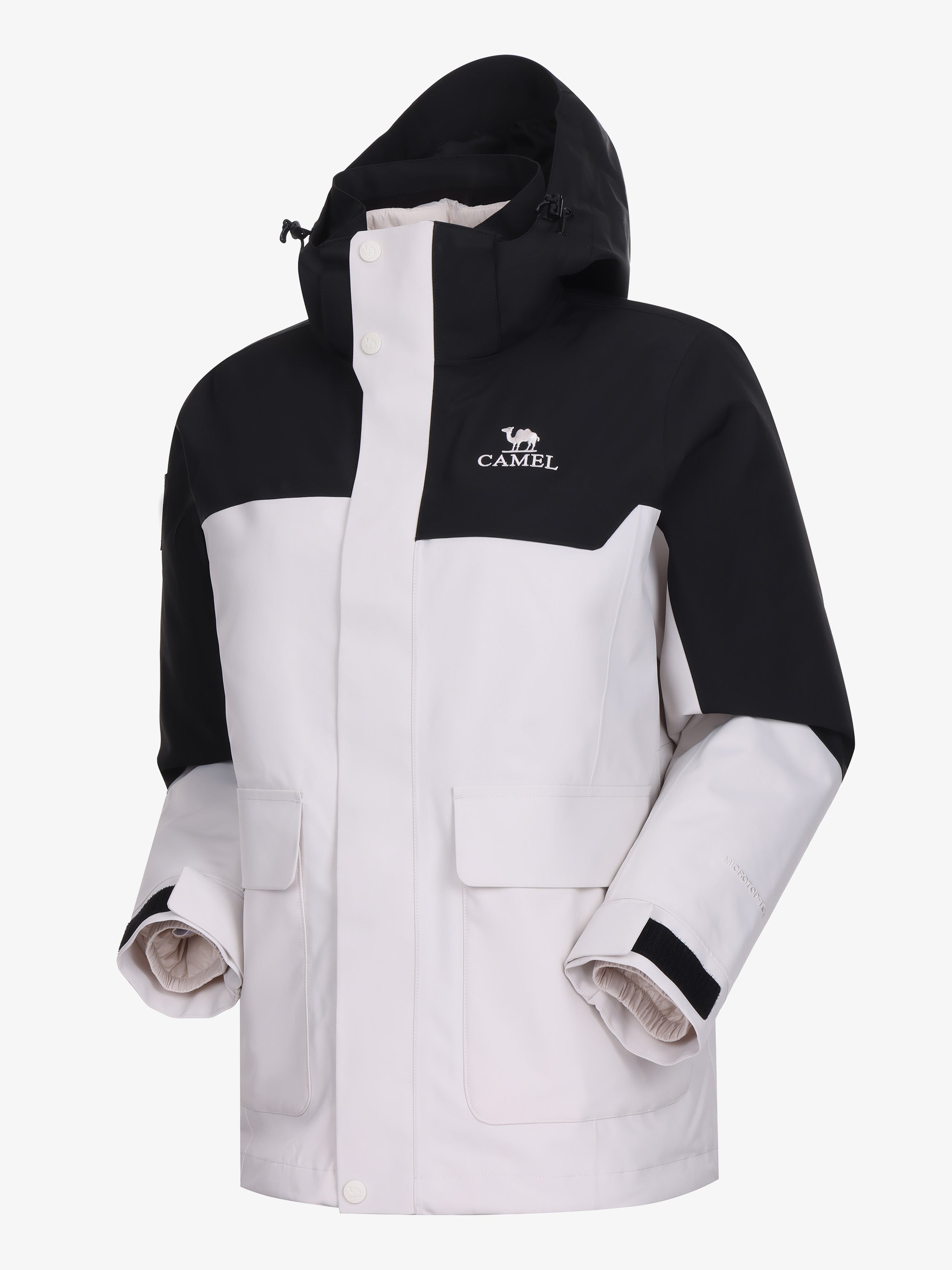 CAMEL Women's 3-in-1 Shell Jacket with Down Liner - A26CA6B050Y-bai+hei-2