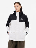 CAMEL Women's 3-in-1 Shell Jacket with Down Liner - A26CA6B050Y-bai+hei-5