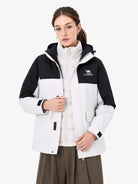 CAMEL Women's 3-in-1 Shell Jacket with Down Liner - A26CA6B050Y-bai+hei-6