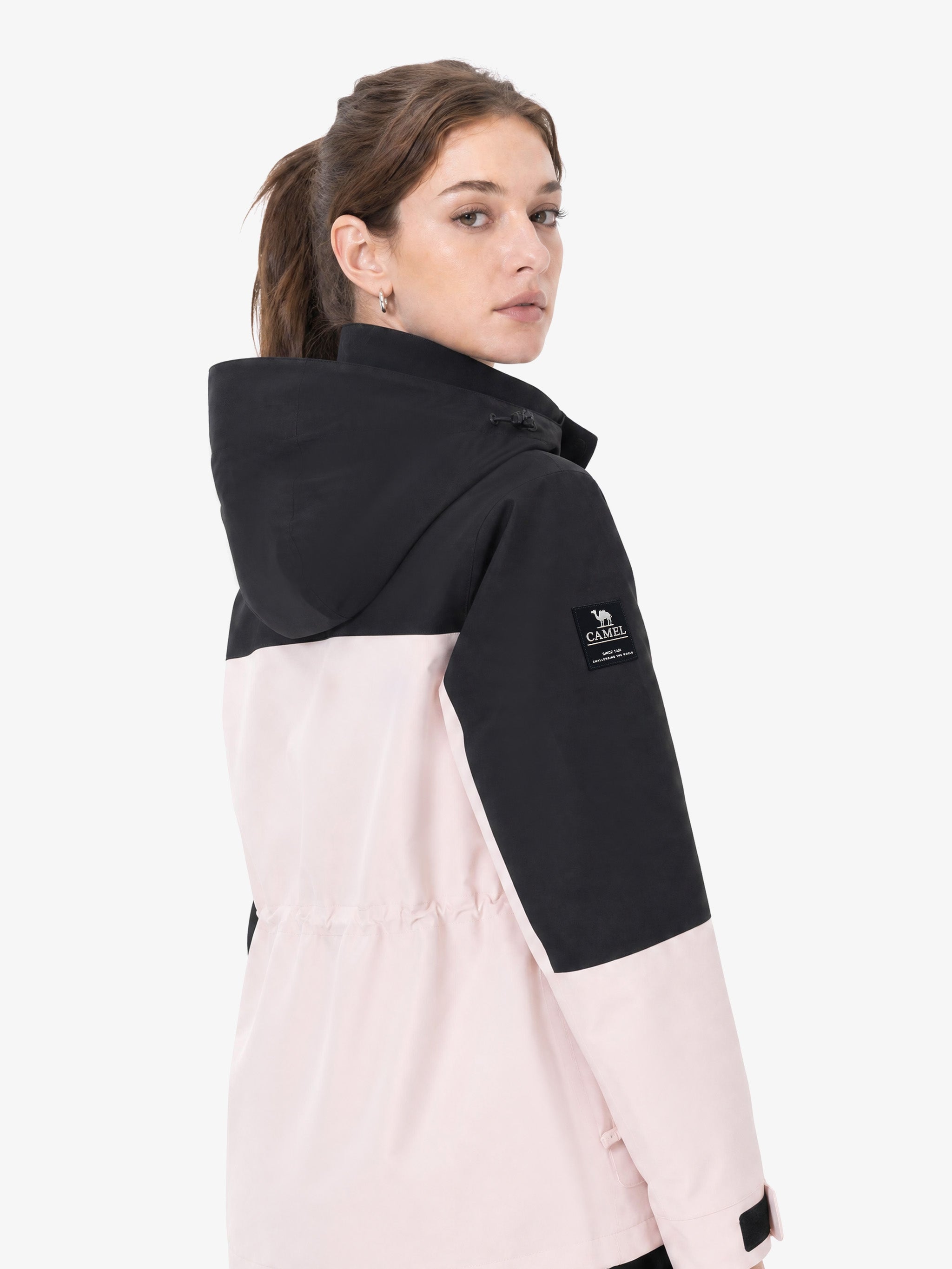CAMEL Women's 3-in-1 Shell Jacket with Down Liner - A26CA6B050Y-fen+hei-7
