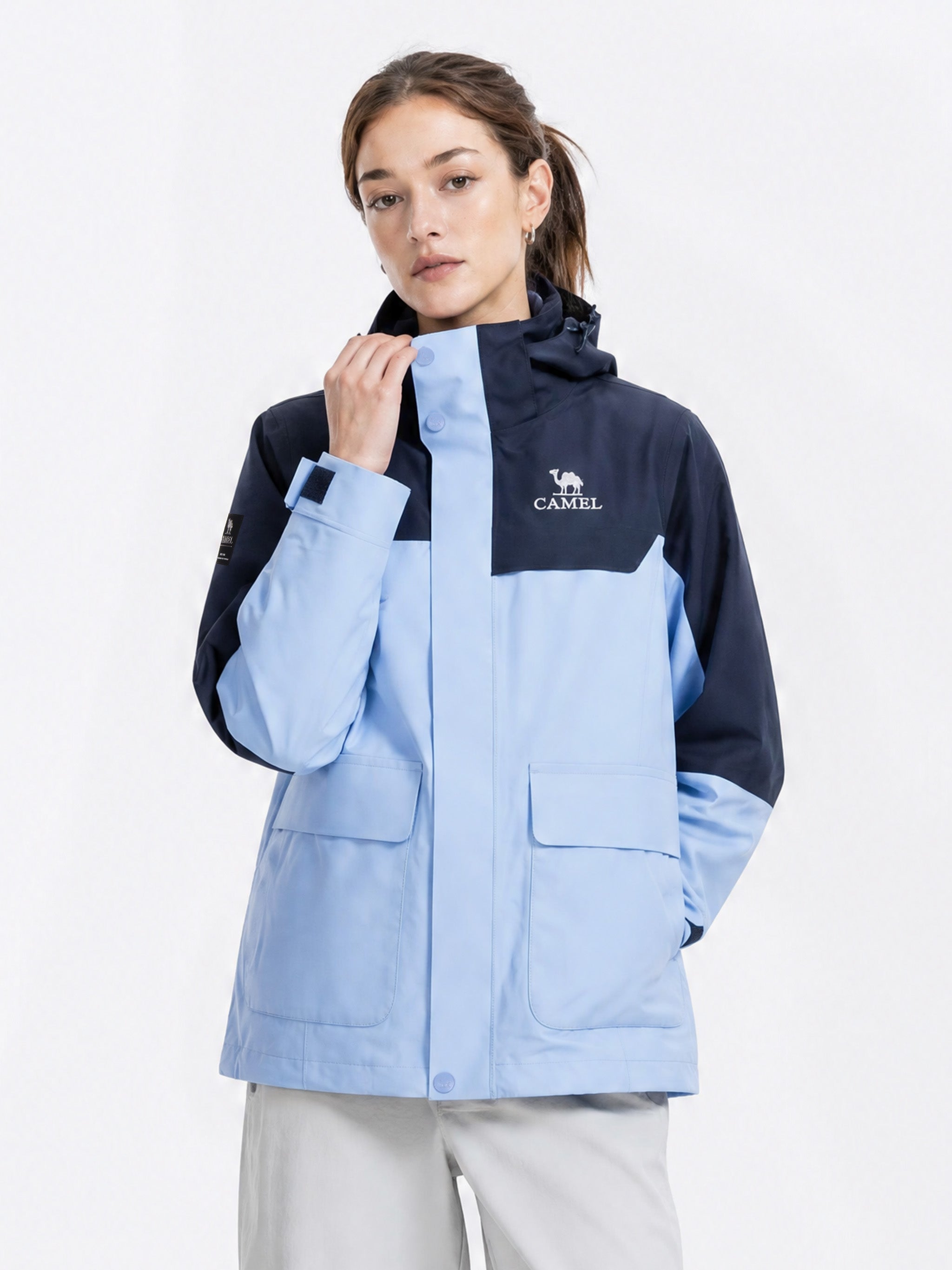 CAMEL Women's 3-in-1 Shell Jacket with Down Liner - A26CA6B050Y-lan+lan-6