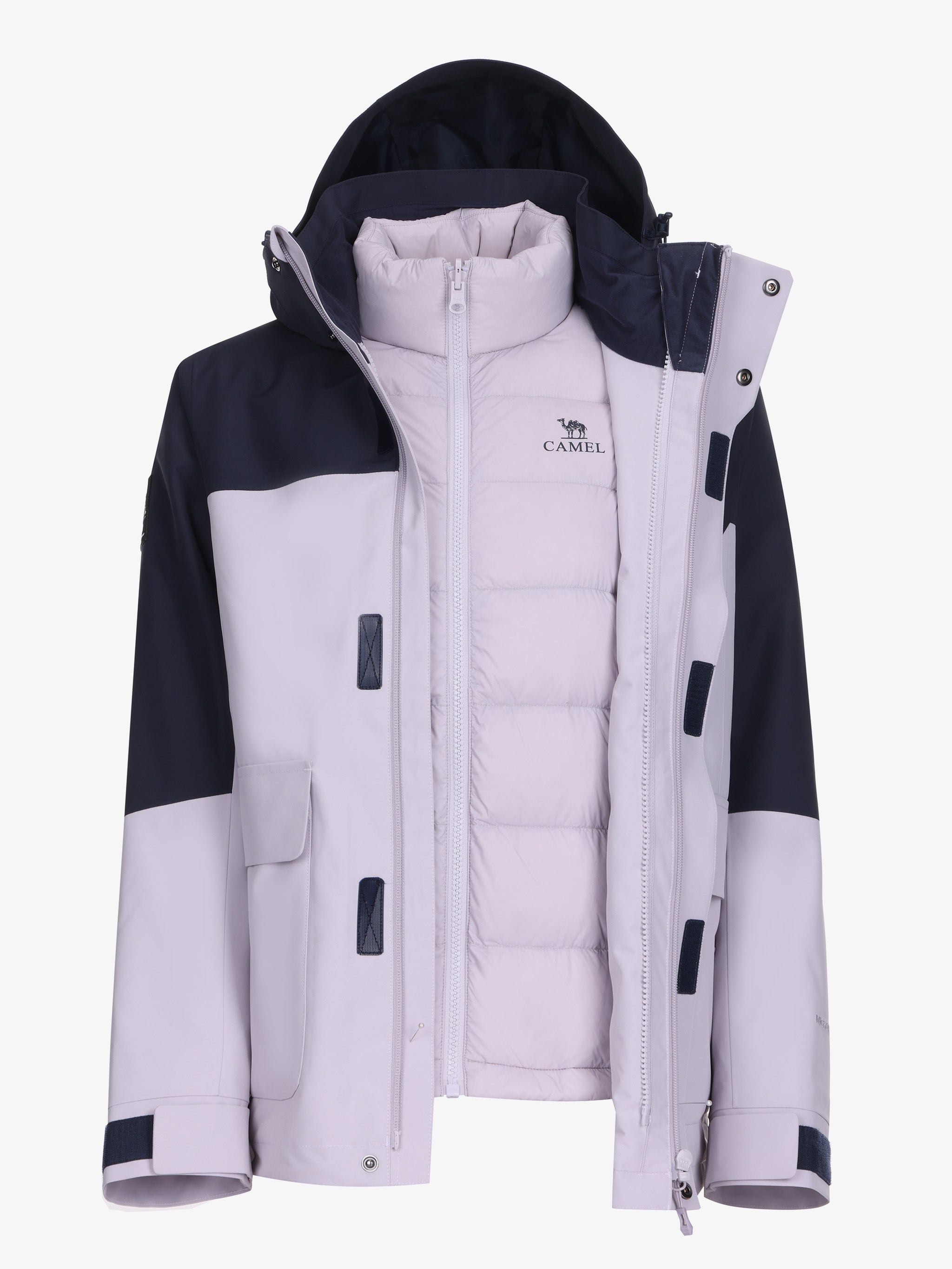 CAMEL Women's 3-in-1 Shell Jacket with Down Liner - A26CA6B050Y-zi+lan-4