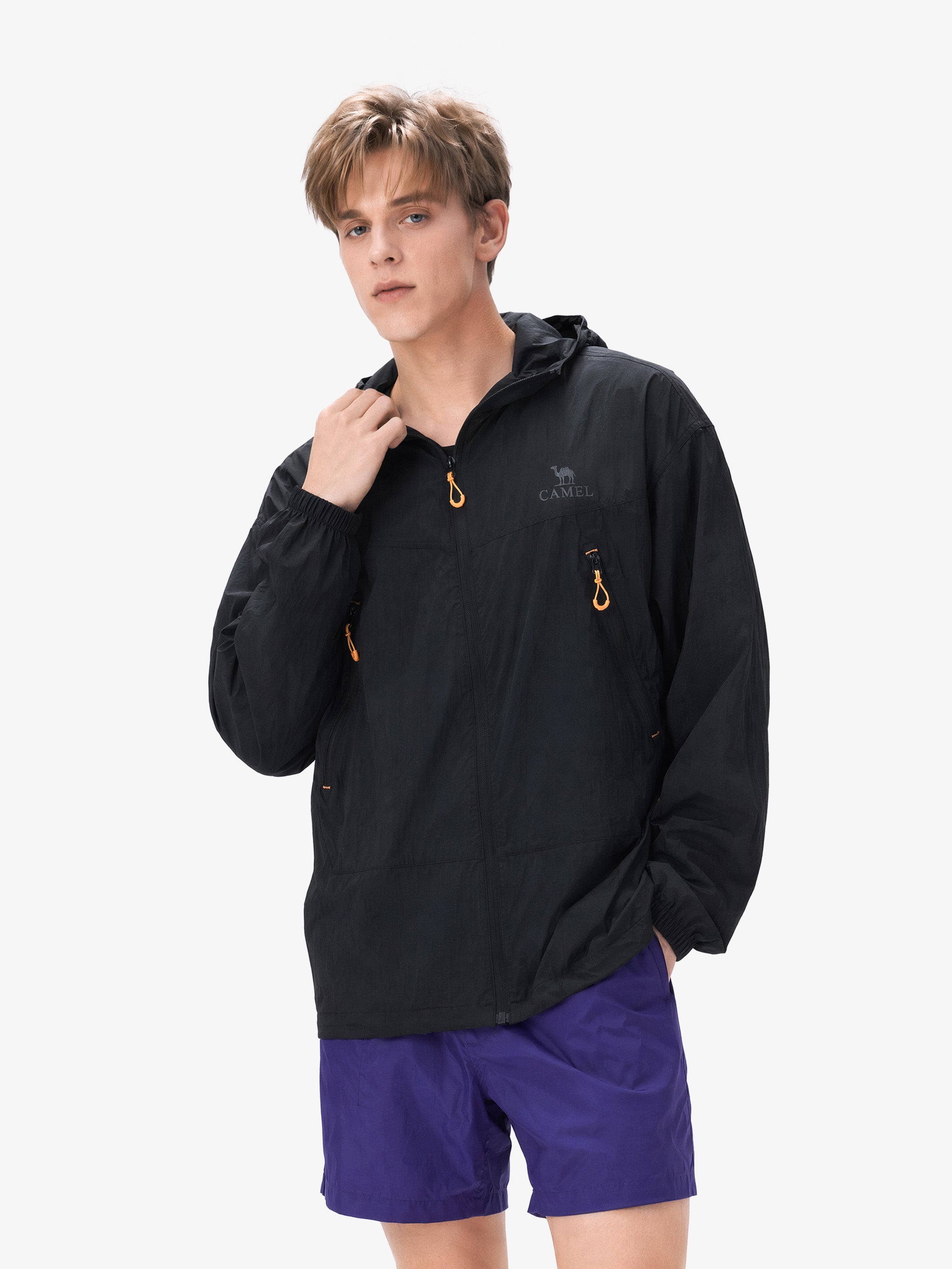 CAMEL Unisex Lightweight Hooded Sun Jacket - A35BA45095-hei3