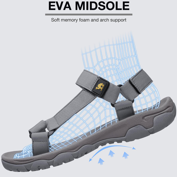 CAMELSPORTS Men's Hiking Sandals Open Toe Outdoor Beach Sandal Waterproof Sport Sandals Water Shoes for Athletic Walking