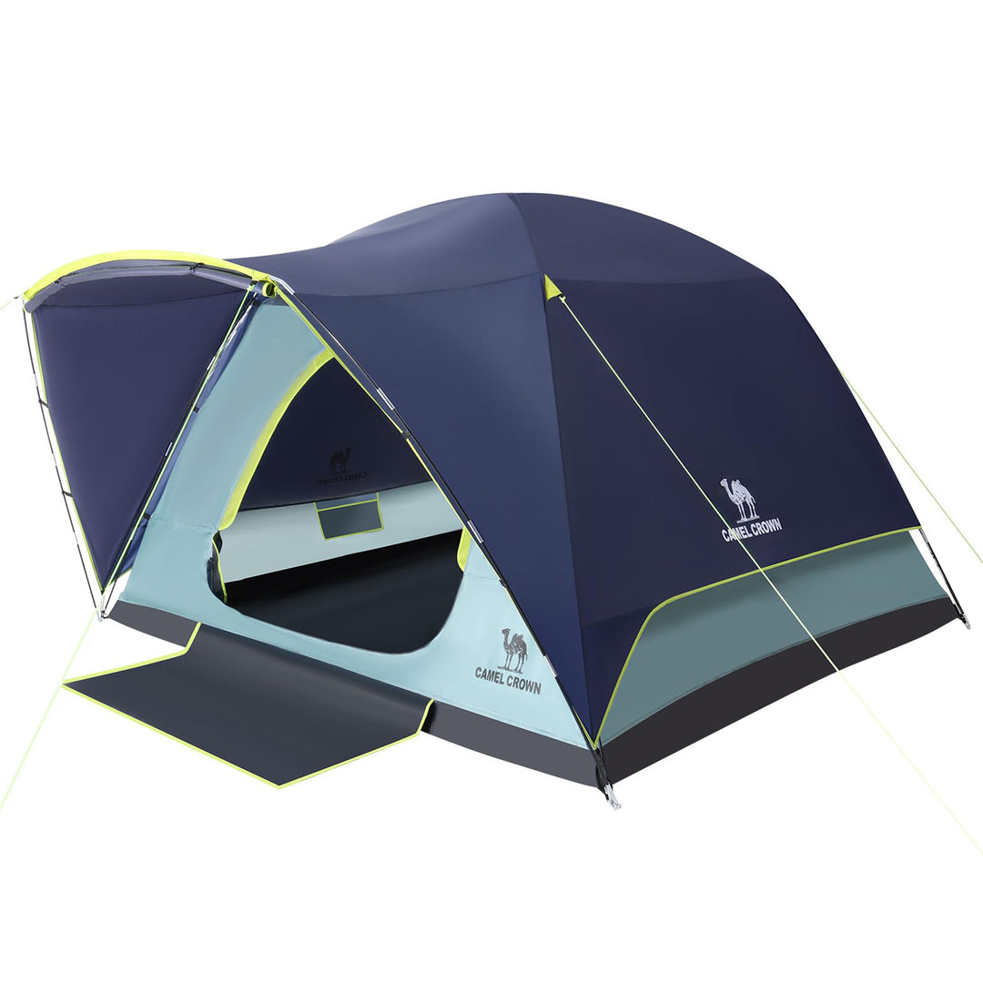 CAMEL CROWN Tents for Camping, 6 Person Waterproof Tent Skydome Camping Tent Easy Setup Backpacking Family Tents with Floor Mats and Attached Porch for Outdoor Hiking