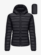 CAMEL Women's Packable Hooded Lightweight Down Jacket - Z0W1U7102 -black1