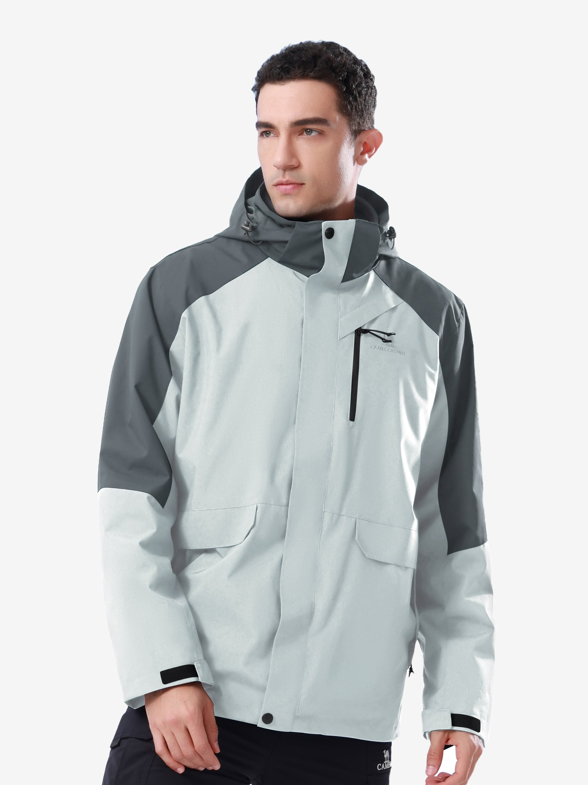 Front view of Camel Crown Men’s Arctic Sentinel Paneled 3-in-1 Jacket, waterproof, breathable, anti-static fleece, adaptable
