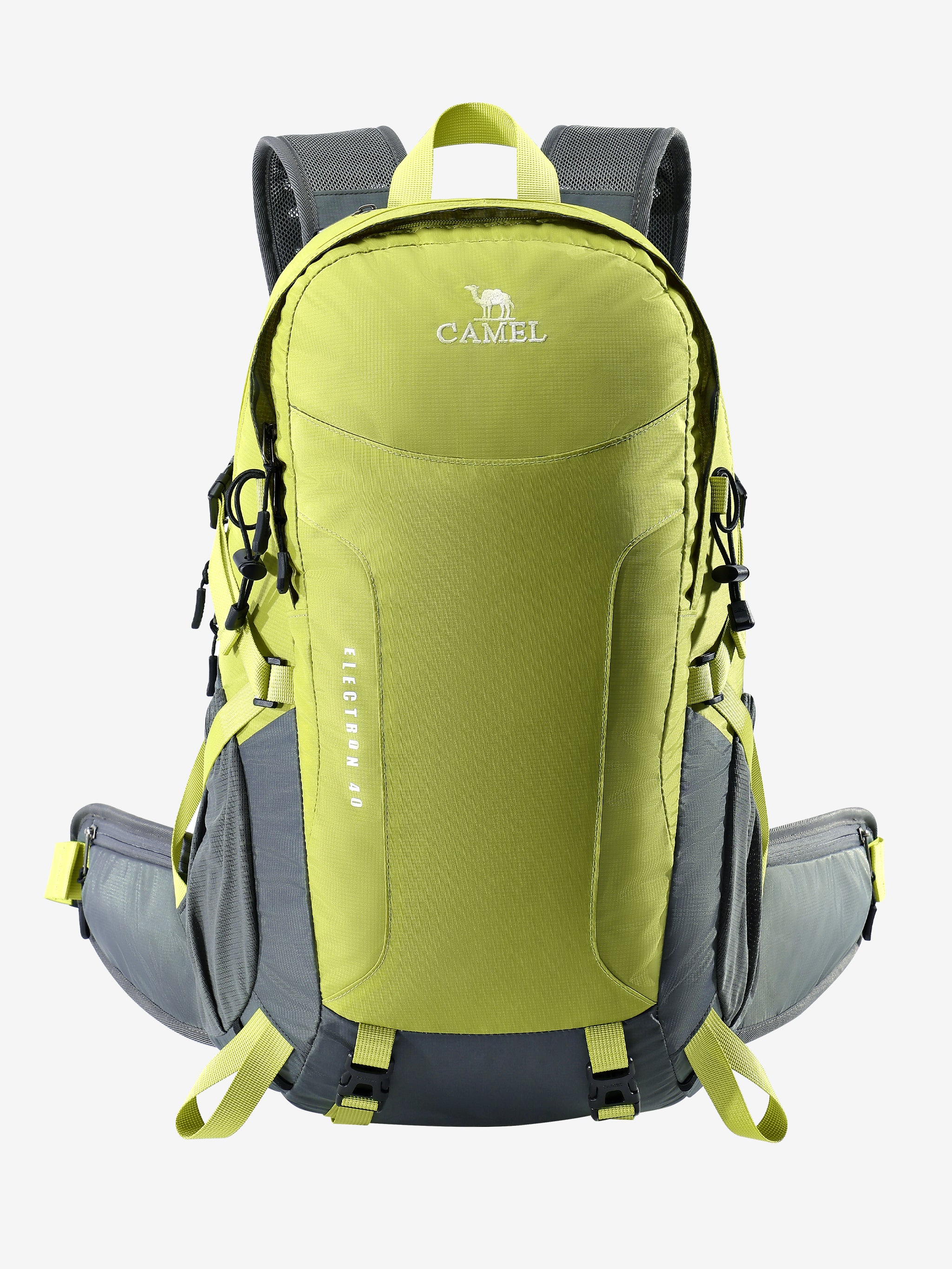 Front view of Camel 40L Lightweight Outdoor Backpack designed for outdoor use with lightweight build and stable carry