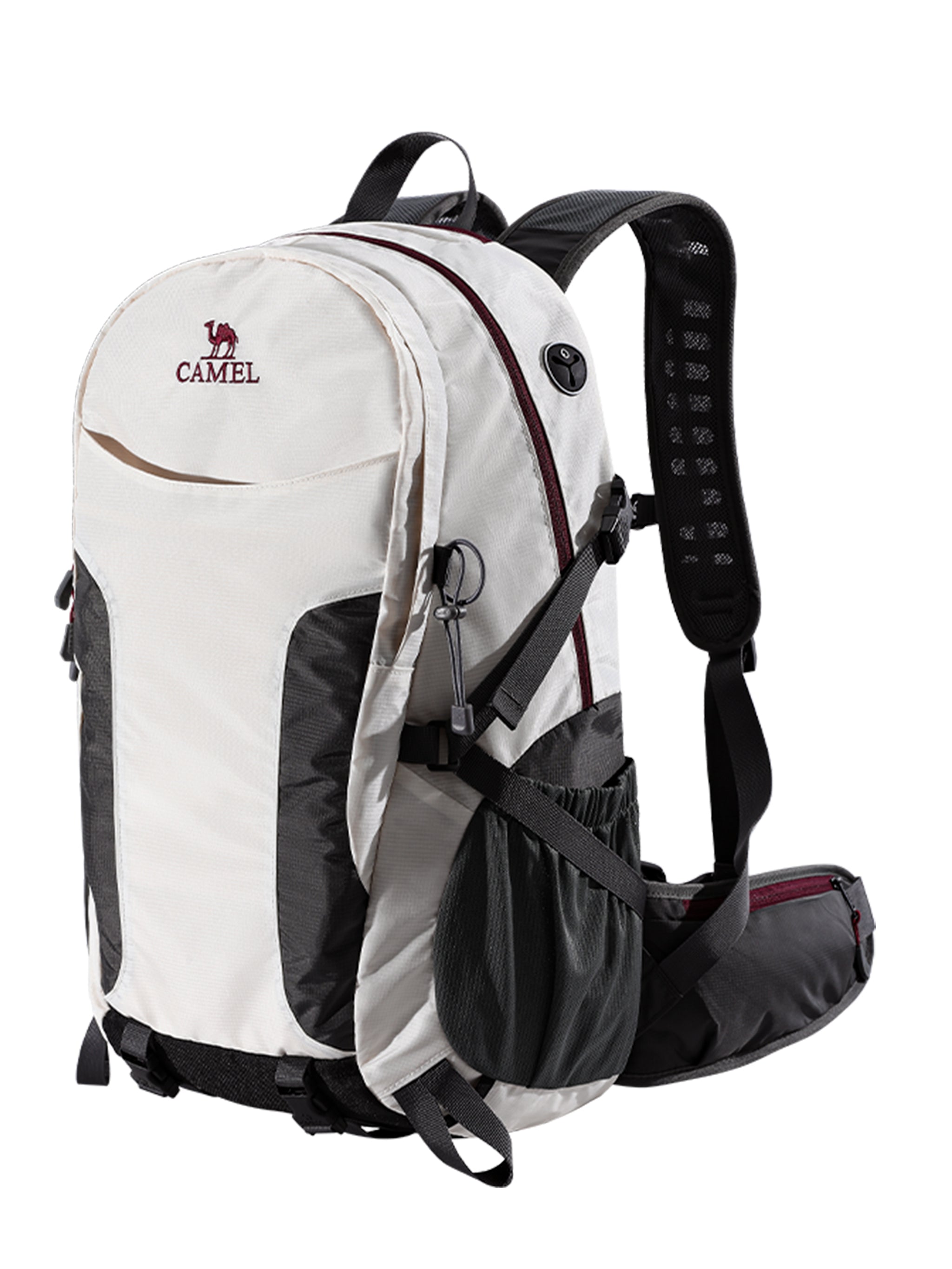 Camel 40L Lightweight Outdoor Backpack in white color, designed for outdoor use with lightweight build and stable carry