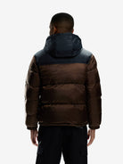 Back view of Camel Cordura® Paneled Puffer Down Jacket, 220g goose down, waterproof shell, heat-reflective lining for warmth