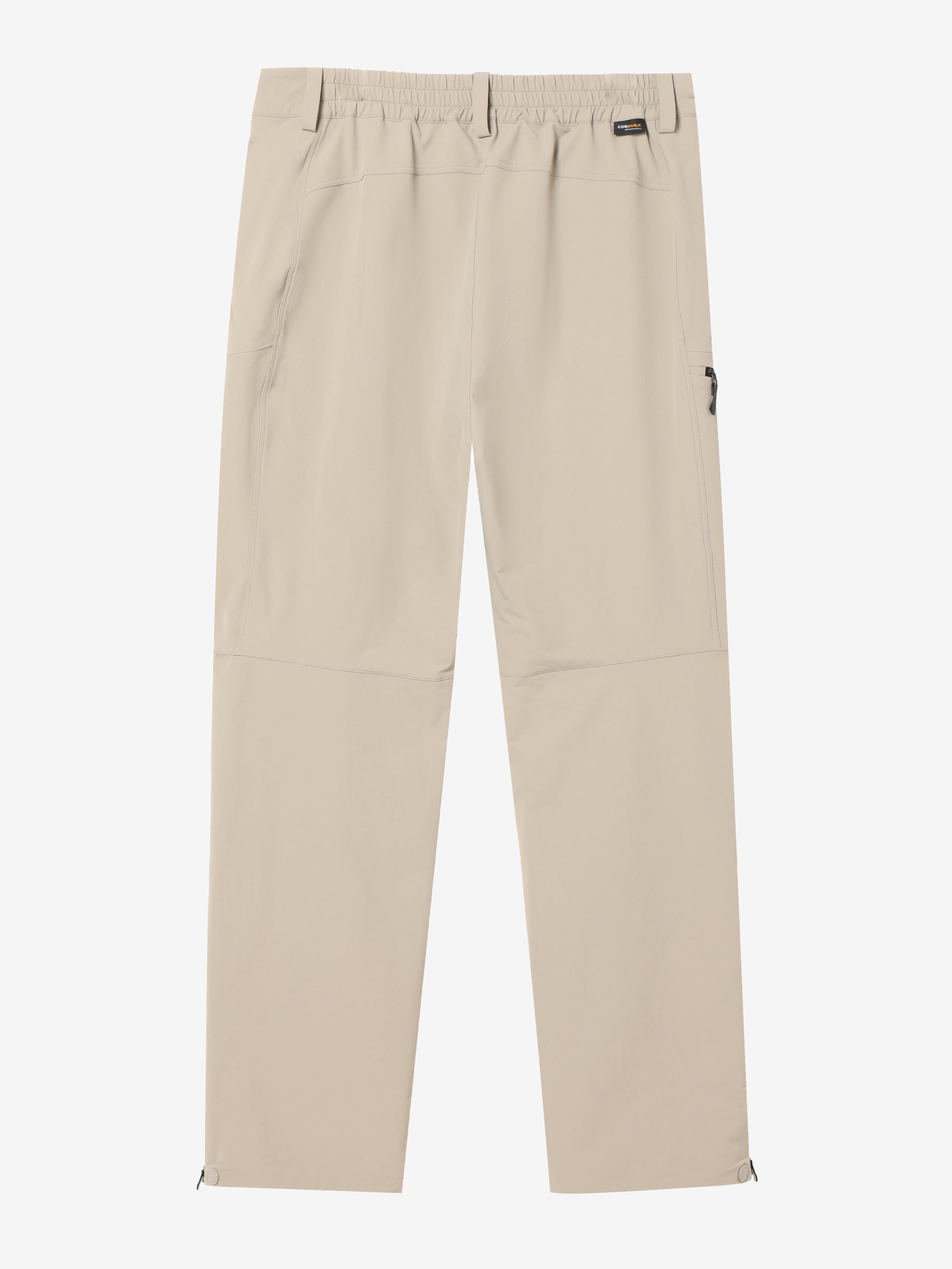 Back view of Camel Cordura® Softshell Pants, built for hiking with water resistant softshell fabric and stretch fit