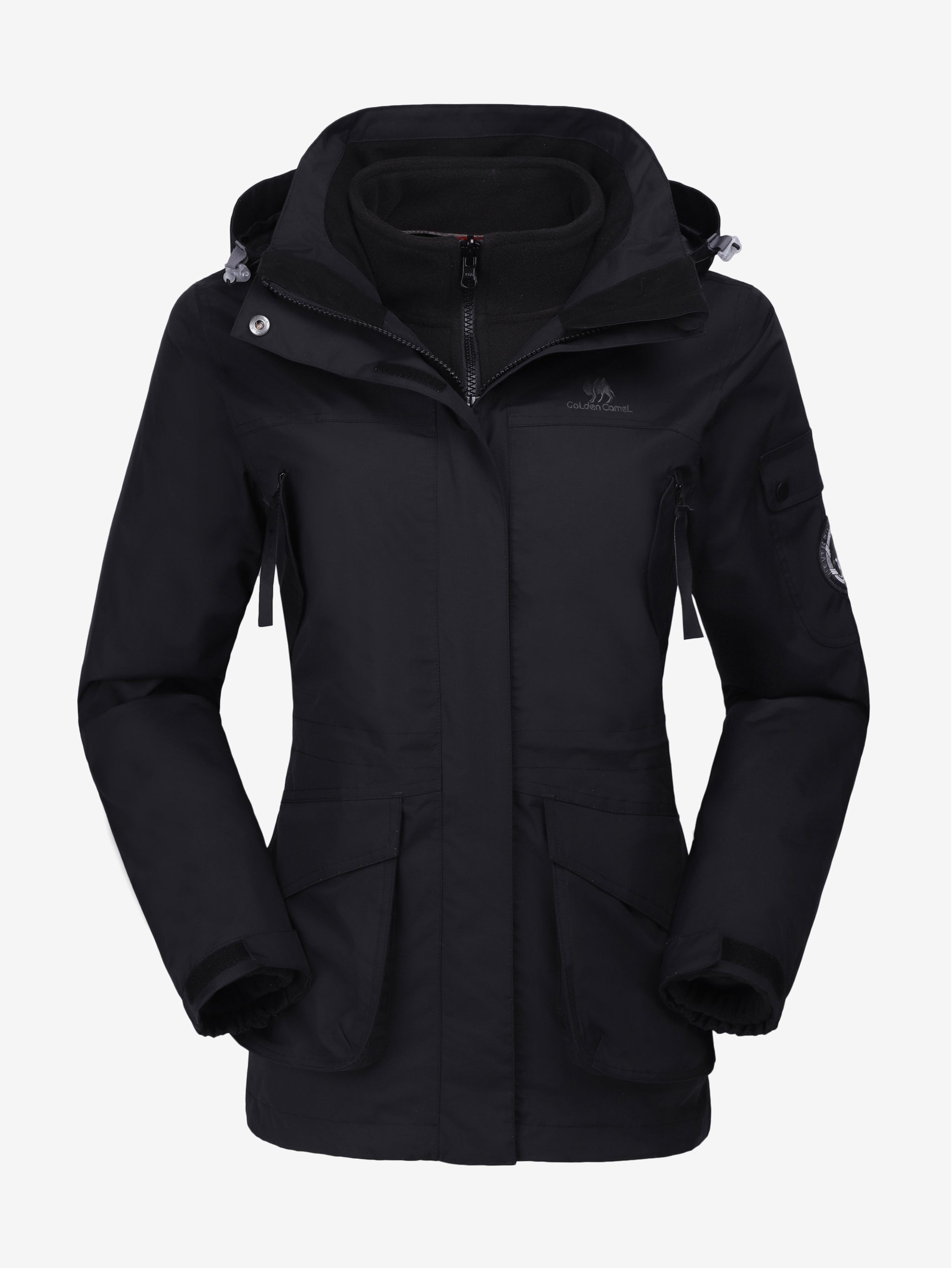 Camel Crown Women’s Arctic Sentinel Pro 3-in-1 Fleece Jacket in black color, Waterproof, keep warm for women's hiking
