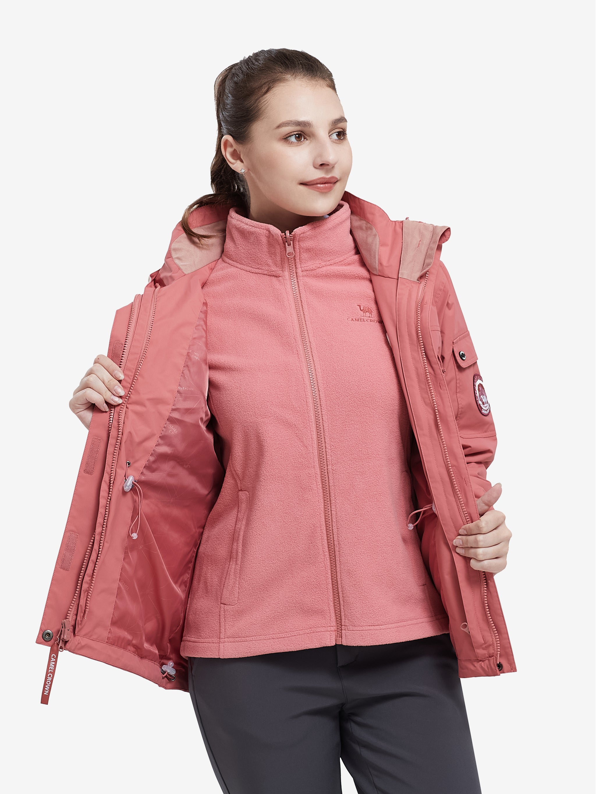 Front view of Camel Crown Women’s Arctic Sentinel Pro 3-in-1 Fleece Jacket, Waterproof, fleece inner locks in warmth