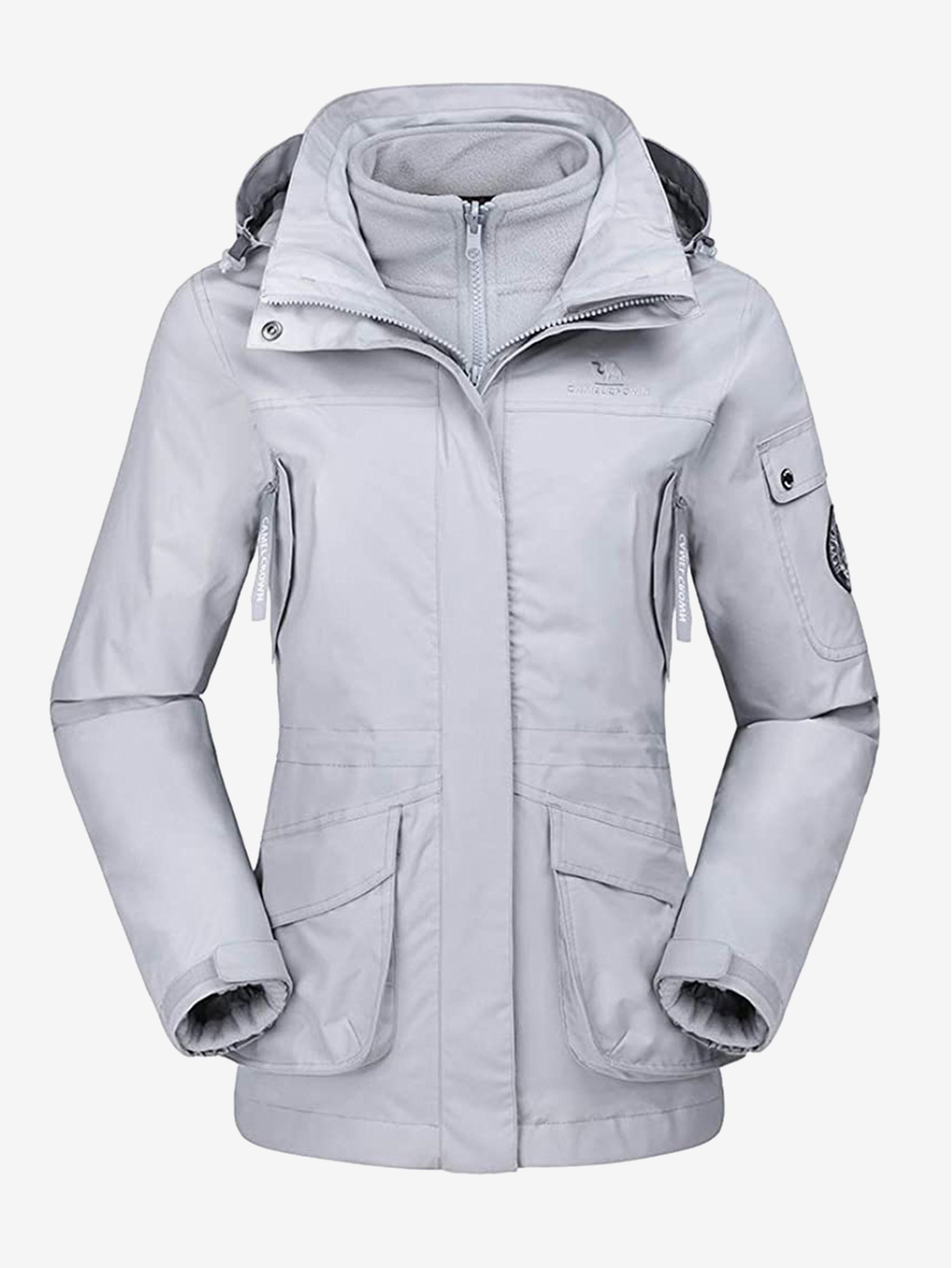 Camel Crown Women’s Arctic Sentinel Pro 3-in-1 Fleece Jacket in light gray color, Waterproof, keep warm for women's hiking