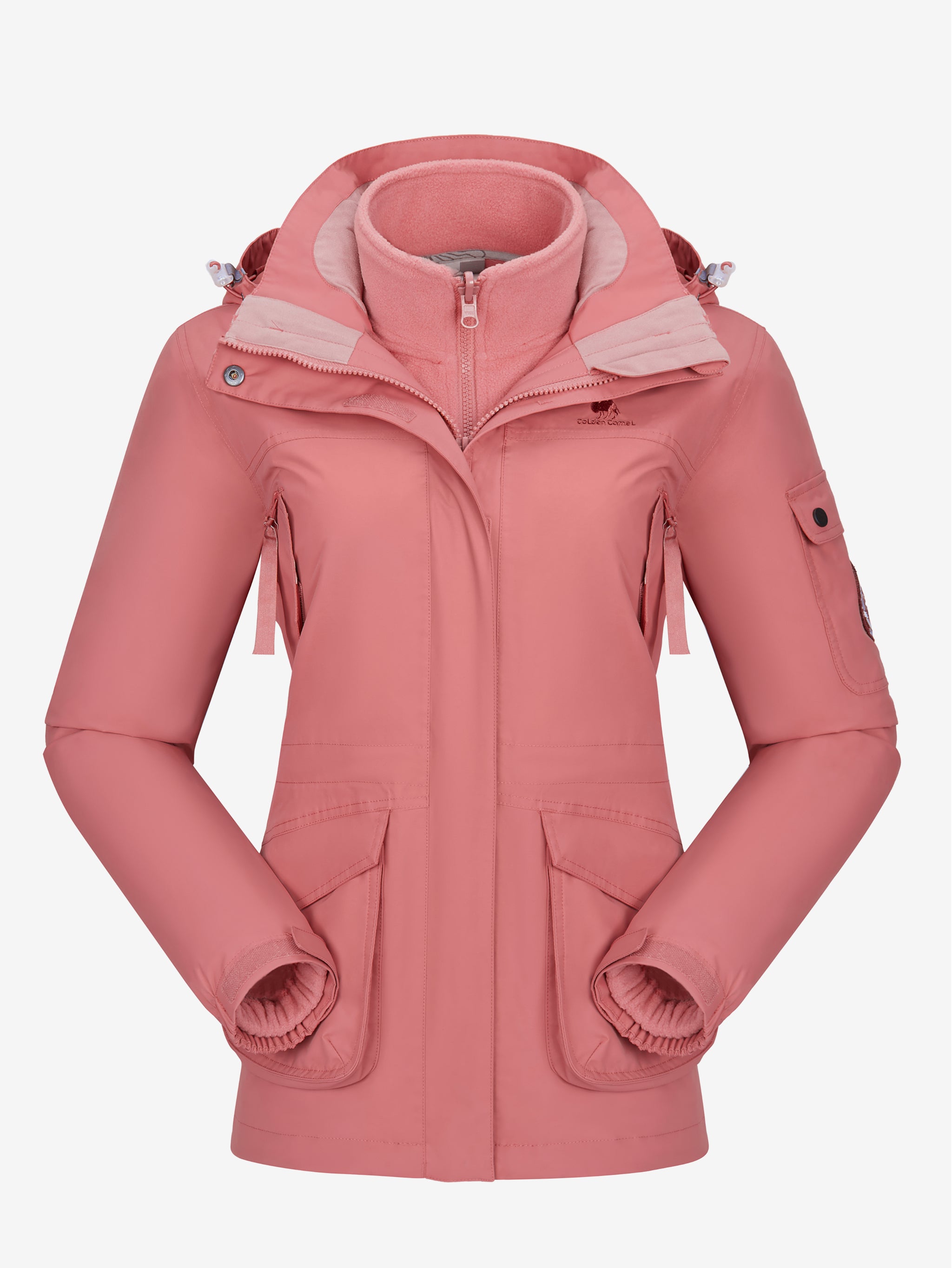 Camel Crown Women’s Arctic Sentinel Pro 3-in-1 Fleece Jacket in pink color, Waterproof, keep warm for women's hiking