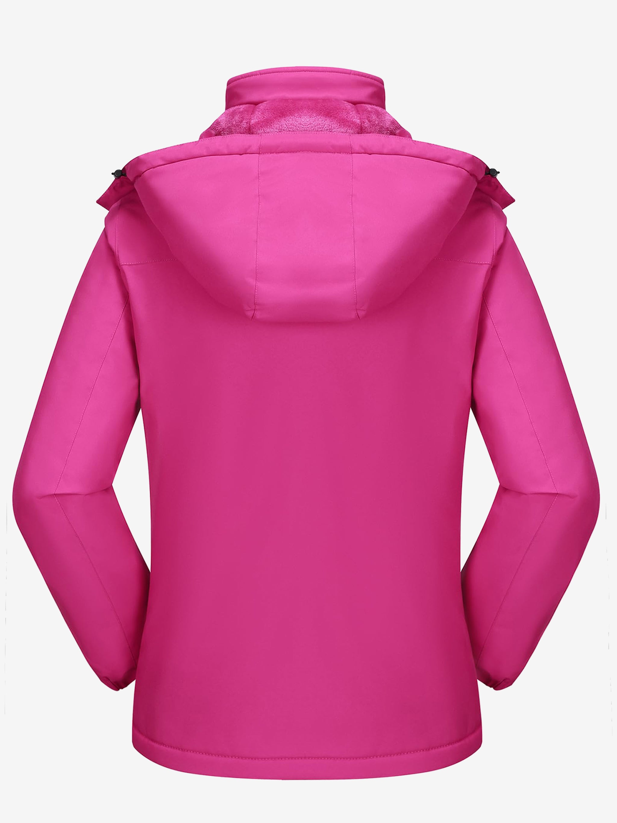Back view of Camel Crown Women’s Urban Edge Fleece Jacket Detachable Hood, warm fleece lining, windproof coverage.