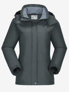 Camel Crown Women’s Urban Edge Fleece Jacket Detachable Hood in color gray, warm fleece lining, windproof coverage.