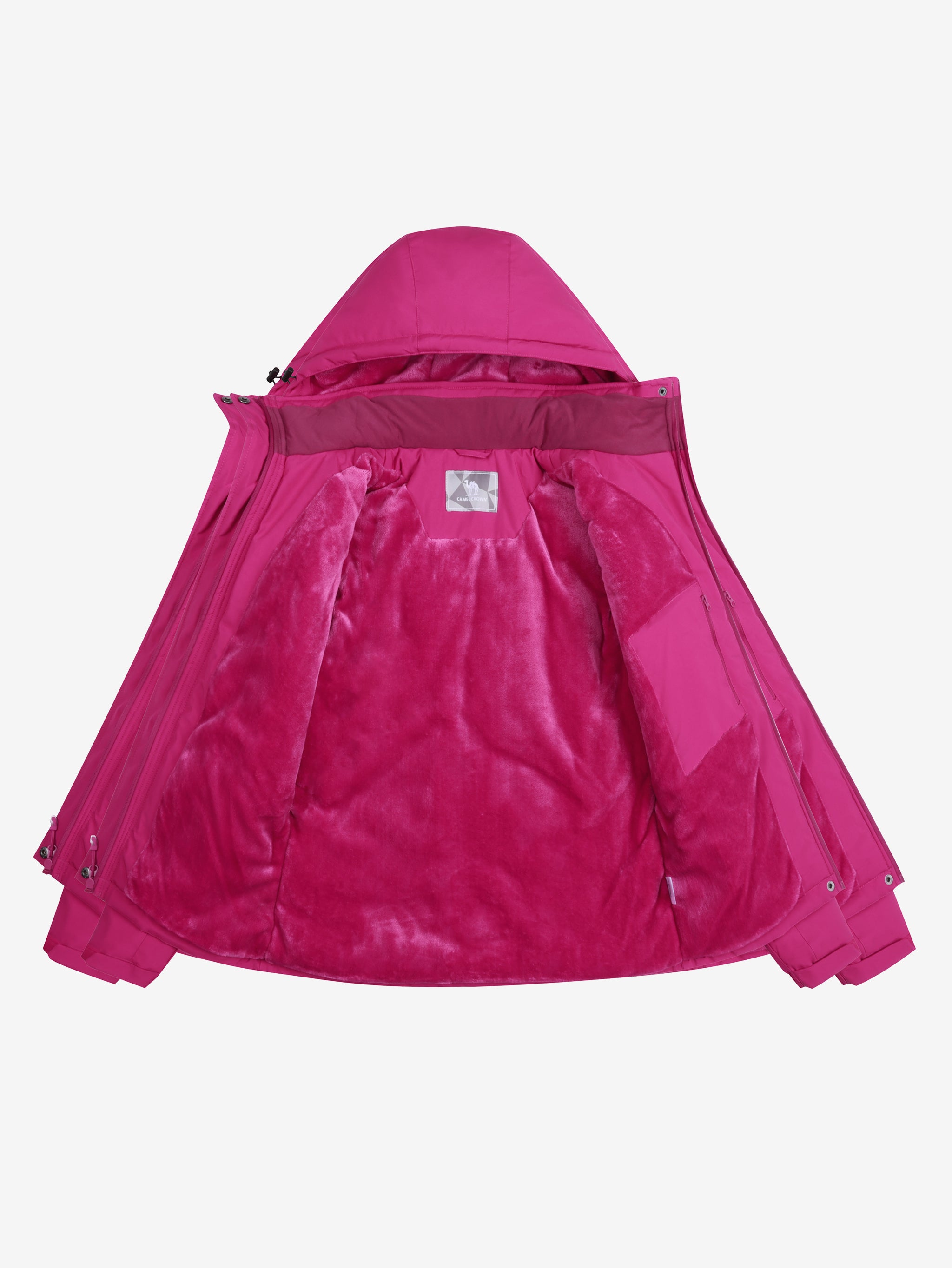 The inner of Camel Crown Women’s Urban Edge Fleece Jacket Detachable Hood, warm fleece lining, windproof coverage.