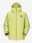 Camel Interstellar Traverse Lightweight Shell Rain Jacket in light green color with breathable 3D ergonomic cut and rainproof