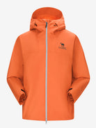 Camel Interstellar Traverse Lightweight Shell Rain Jacket in orange color, with breathable 3D ergonomic cut and rainproof