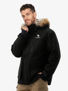 Side view of Camel Men’s ENFO-DWNTEK Down Jacket 85% goose down 650FP winter coat with DWR down protection for outdoor