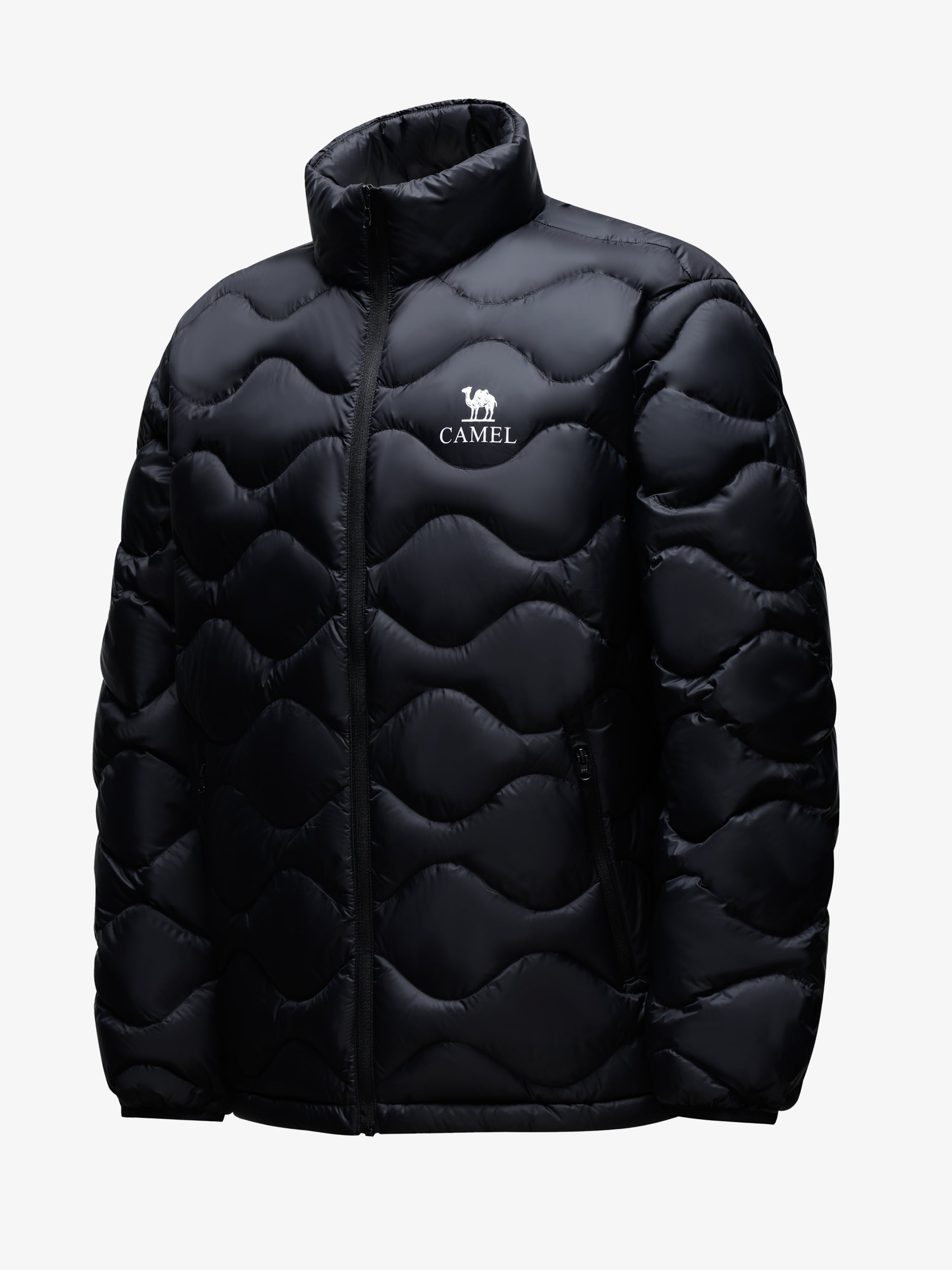 Camel Men's Lite RDS Down Jacket in black color, warm lightweight down jacket with RDS duck down for city and outdoor wear