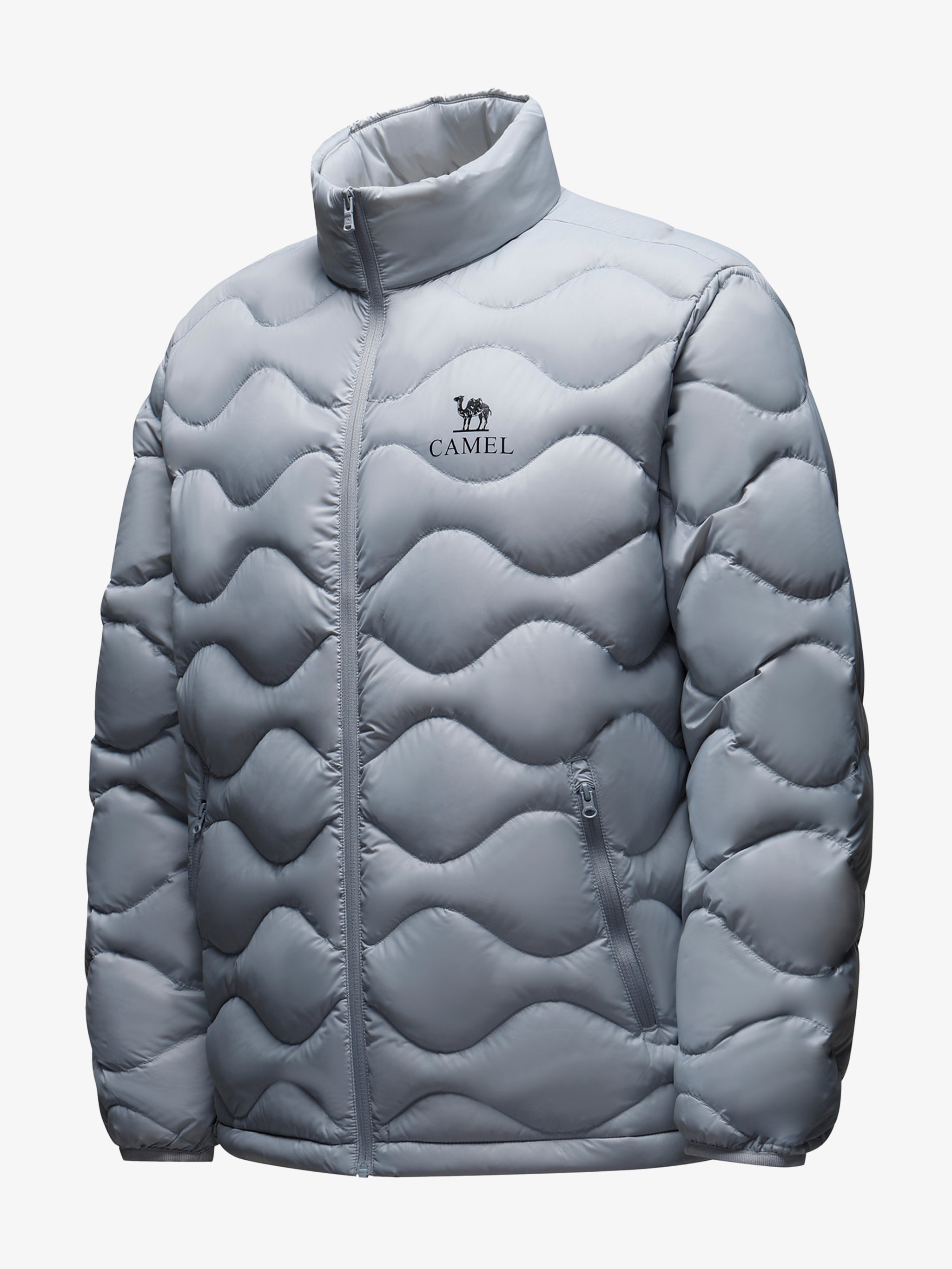 Camel Men's Lite RDS Down Jacket in gray color, warm lightweight down jacket with RDS duck down for city and outdoor wear